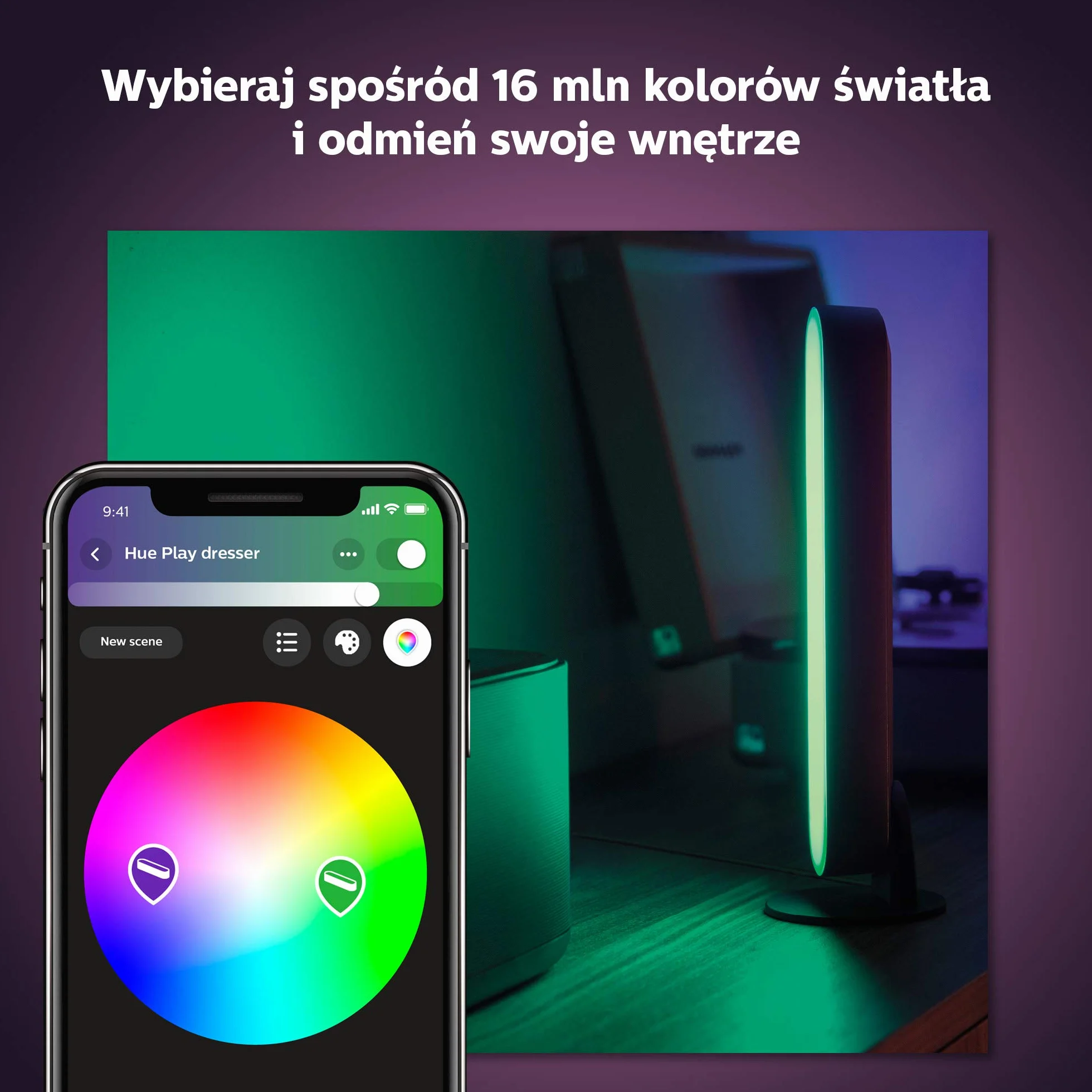 Philips Hue Play White and Colour Ambiance Smart Light Bar Podłużna Lampa Zestaw 2 szt. Czarny