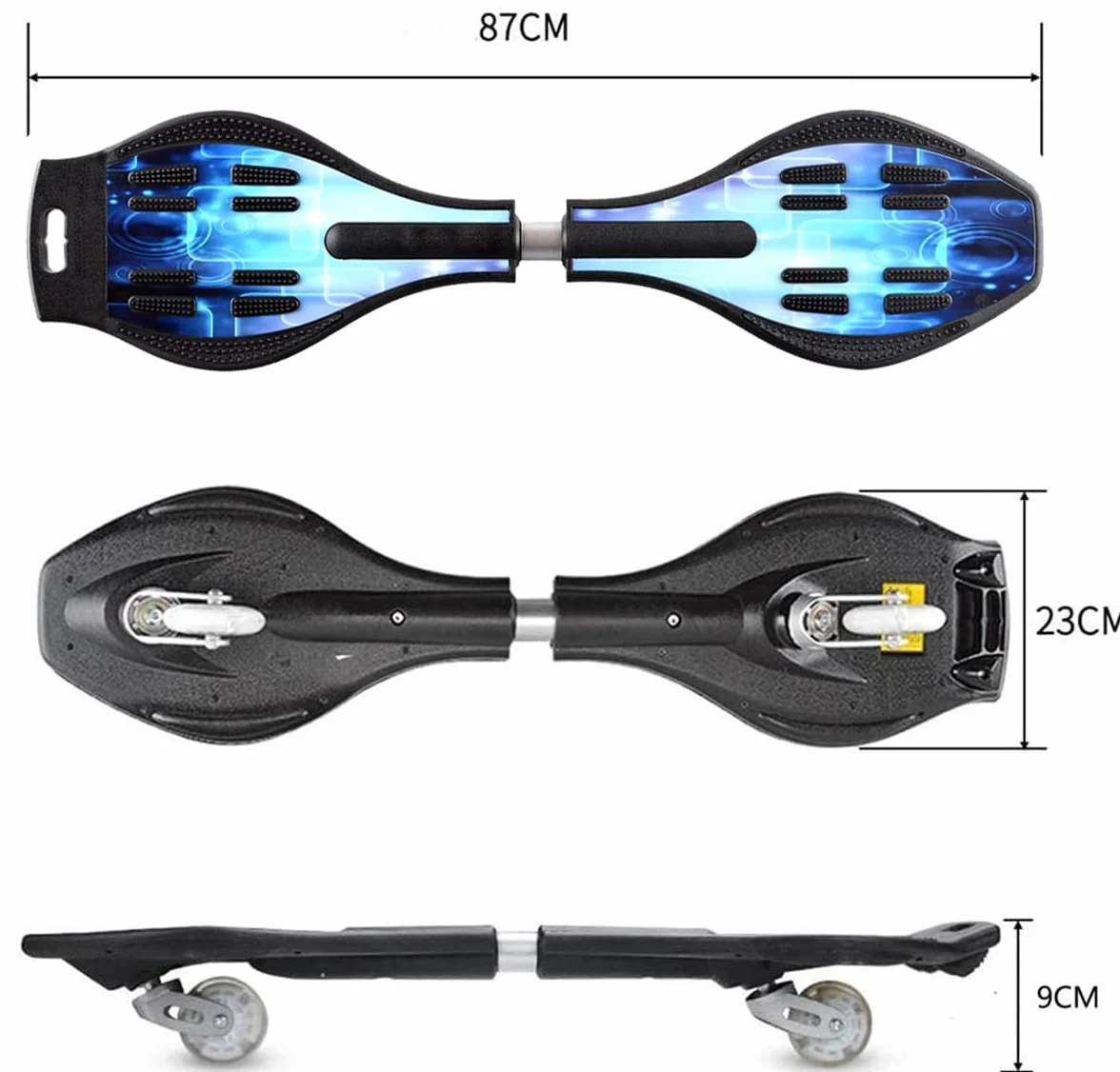 Waveboard Deskorolka dla Dzieci i Nastolatków, z Kółkami, do Surfowania na Lądzie (Blue Dream)