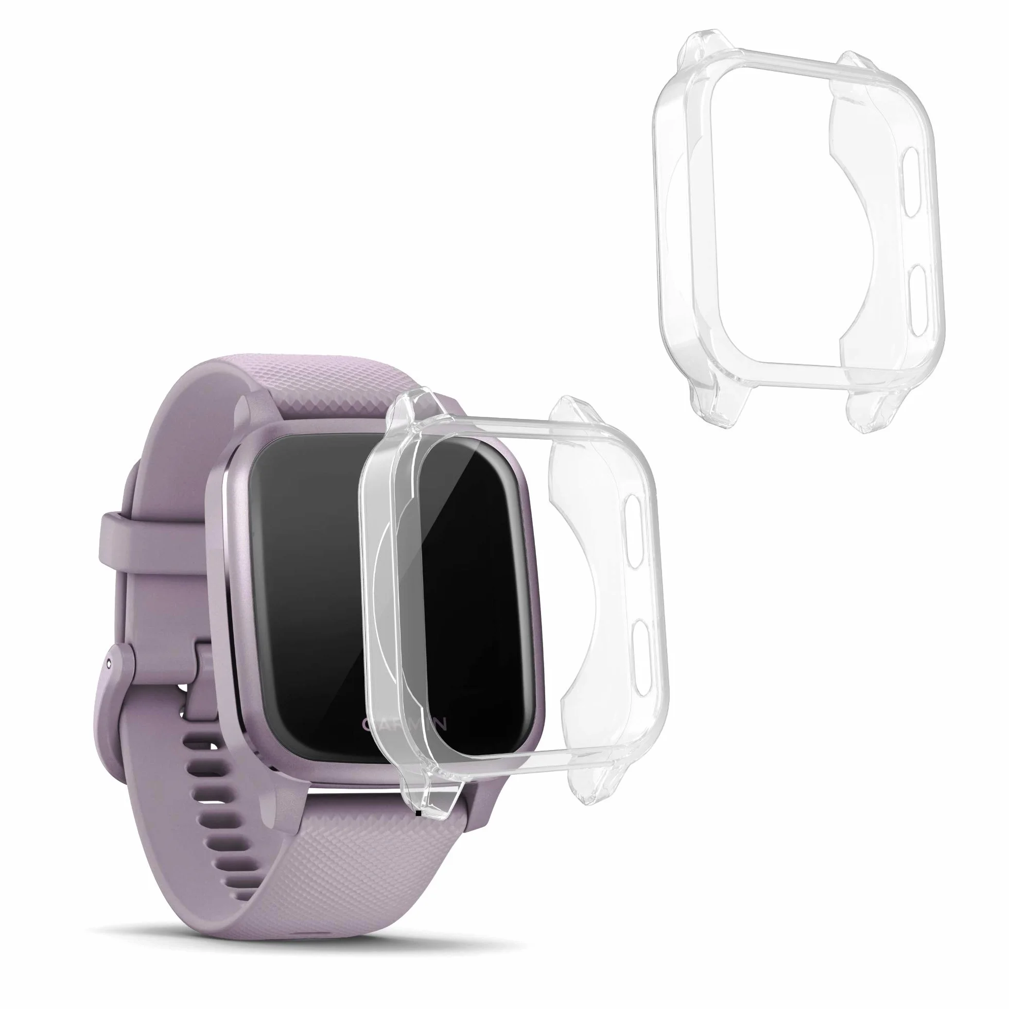 kwmobile Pokrowiec na ramę kompatybilny z Garmin Venu Sq Music/Sq Cover (2-pak) - przezroczyste silikonowe etui - przezroczyste