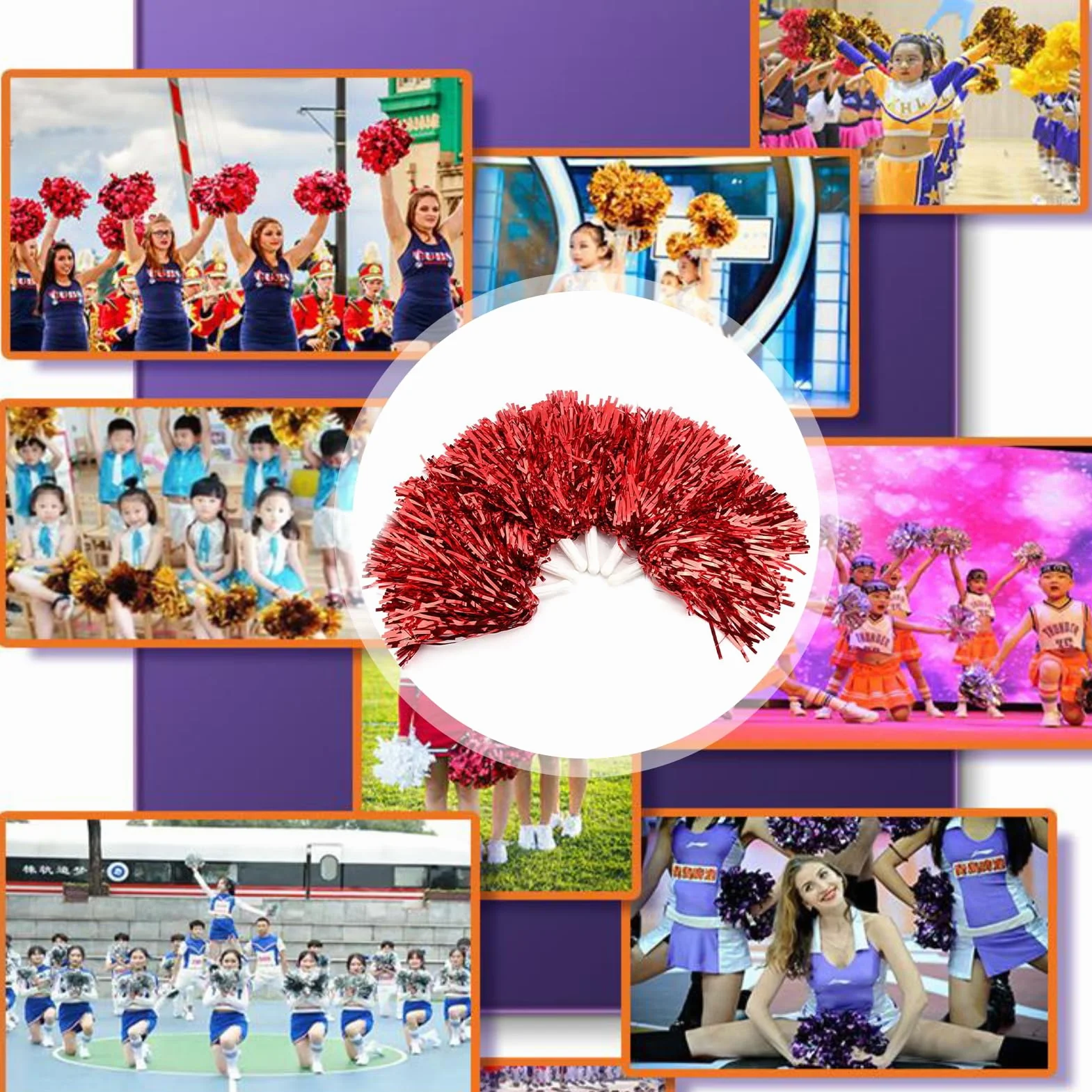 Cheerleading Poms, 7 kolorów 6 sztuk Cheerleading Pom Poms Party Dance Akcesoria Sportowe pompony Cheer