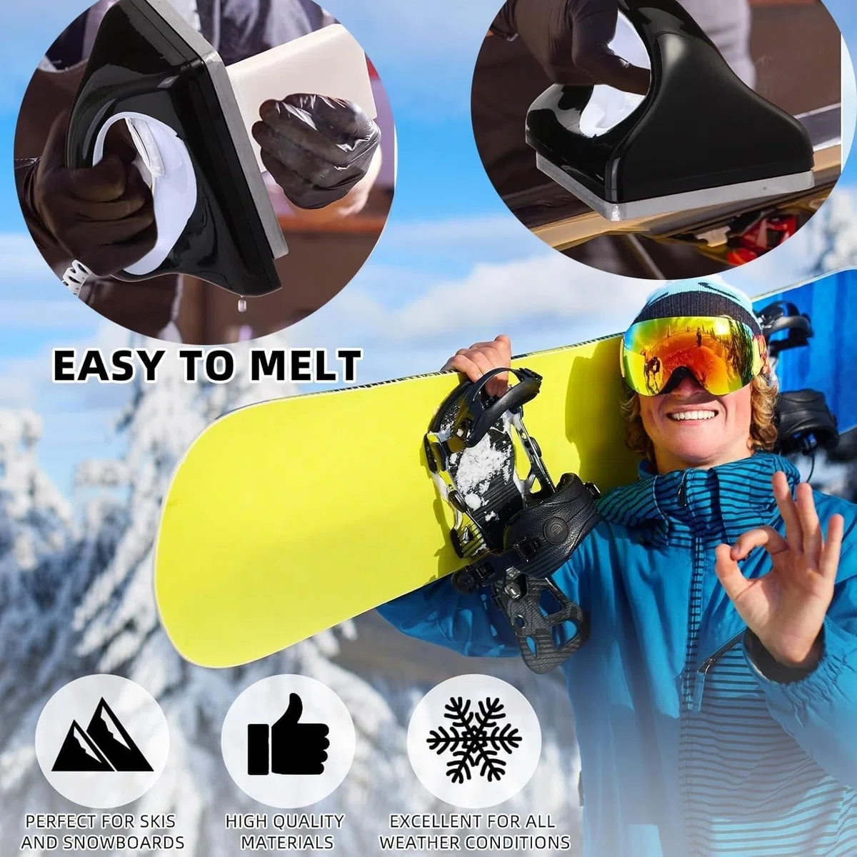 Żelazko woskowe do jazdy na nartach, snowboardzie, regulowana temperatura, woskowanie desek snowboardowych i nart, niezbędne narzędzie do ochrony wydajności snowboardowej