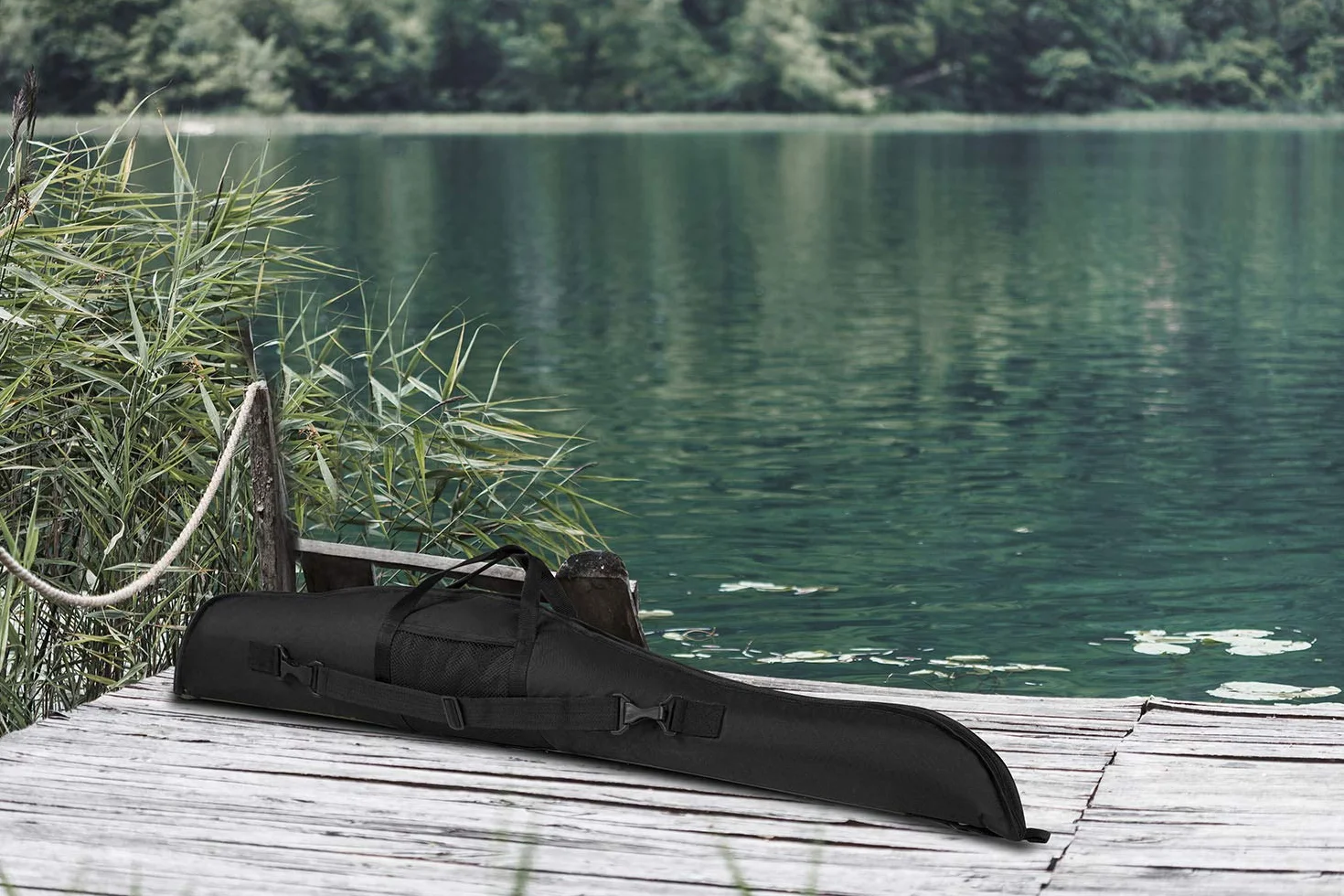 Ferocity Torba na broń 115-120 cm czarna z paskiem do wiatrówki piankowej