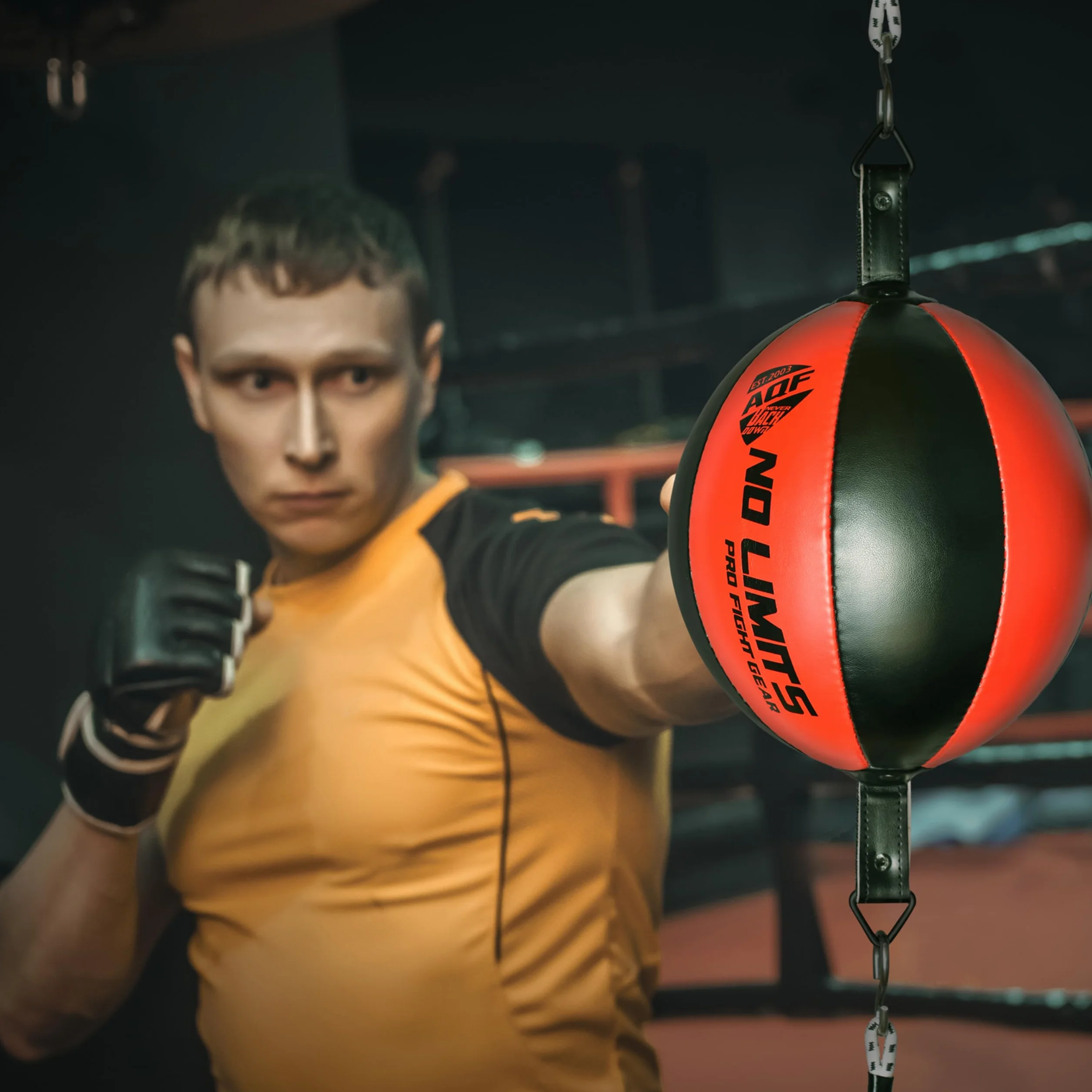 AQF Skórzany Podwójny Koniec Dodge Speed Ball MMA Boks Sufitowy Trening Punching Bag