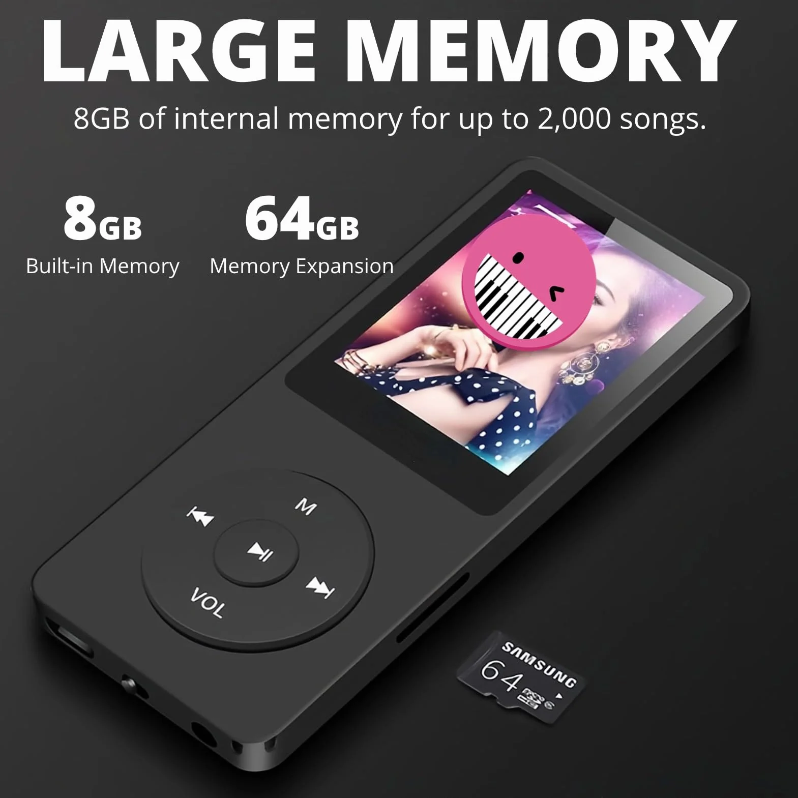 Odtwarzacz MP3 MP4 dla Dzieci 1,8 Cala Ekran HD Radio FM Słuchawki Przenośny Audio HiFi Dyktafon Różowy