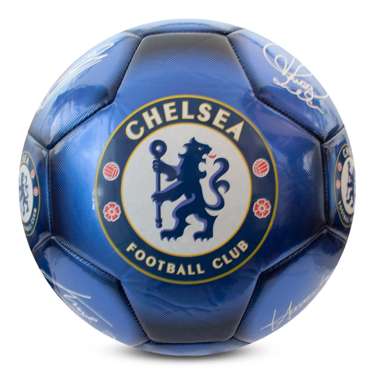 Hy-Pro Oficjalnie licencjonowana piłka nożna Chelsea F.C. Classic Signature, metaliczna, rozmiar 5, blues, trening, mecz, towar, kolekcjonerska dla dzieci i dorosłych, niebieska