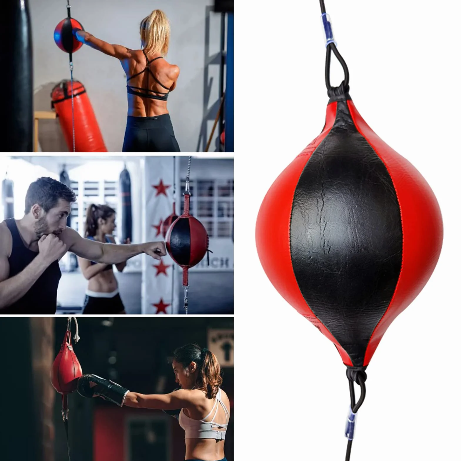 Speed Punch Bag, Gruszki treningowe, Dwustronna zawieszona piłka bokserska, skórzany deszcz worek bokserski Speedball do treningu Trening sprawnościowy MMA boks sportowy worek bokserski
