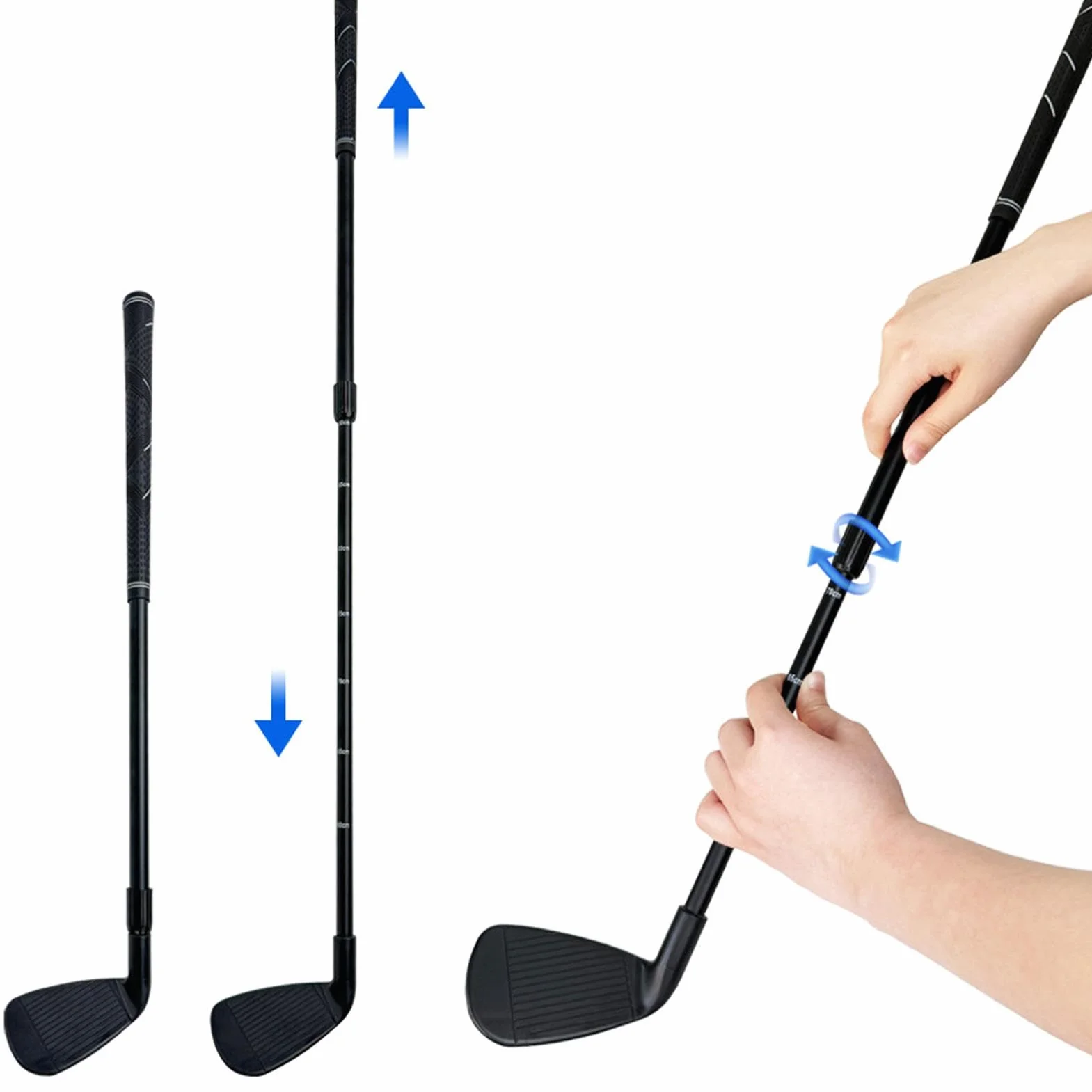 Kij golfowy dla dzieci, dwukierunkowy regulowany kij golfowy, miniaturowe kije golfowe dla dzieci, regulowana długość miotacz dla dzieci, klub golfowy z przezroczystą skalą dla juniorów, praworęczny