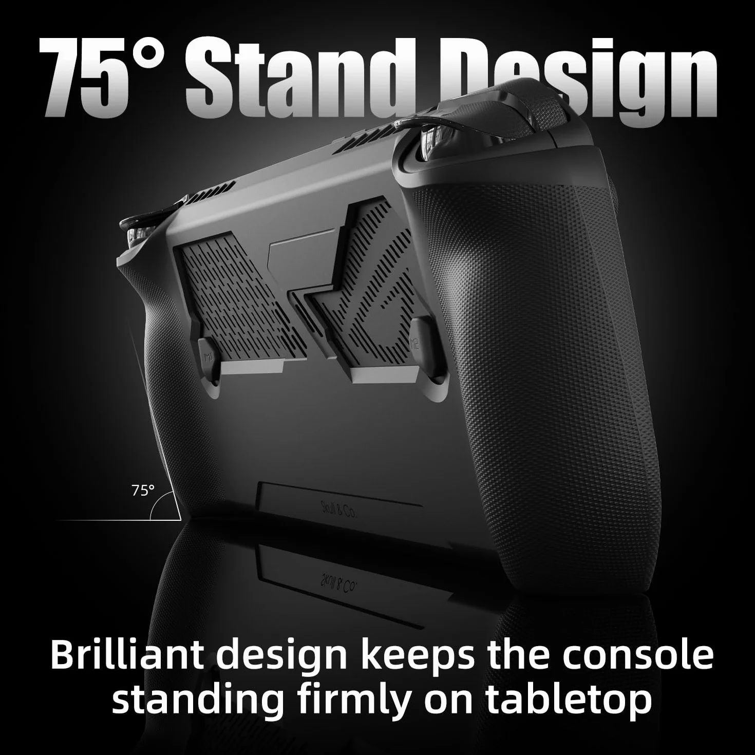 Skull & Co. GripCase Ally for ROG Ally X: A Soft Protective Case with Textured Grips Full Protection and Stand, Shock-Absorption Anti-Slip and Anti-Scratch Cover Design - Coyote Gray