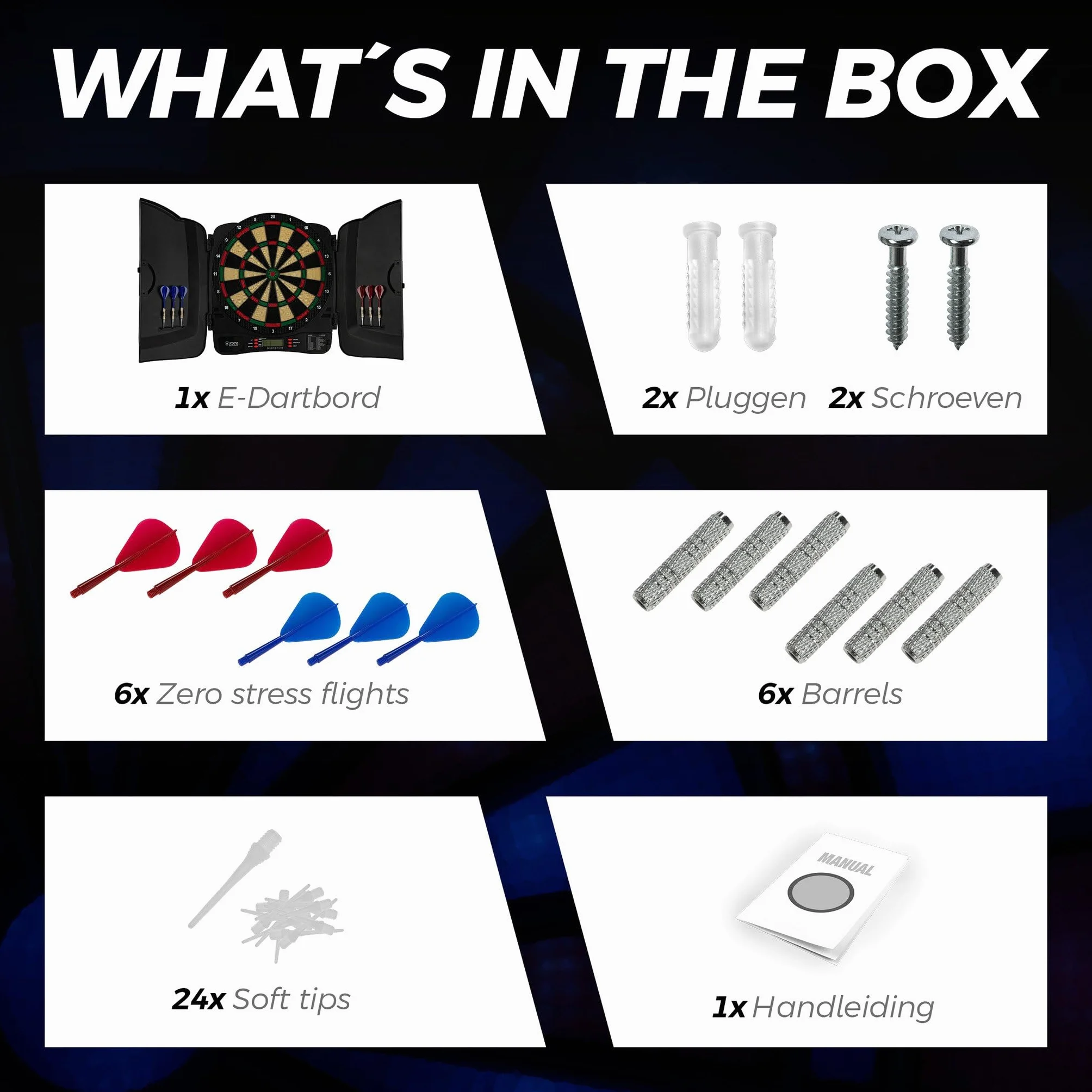 KOTO – Elektroniczna Tarcza Dart Classique Soft (39x1,5x43,3 cm), 6 Soft Dart, 32 Gry, 590 Wariantów, Dla Dzieci i Dorosłych