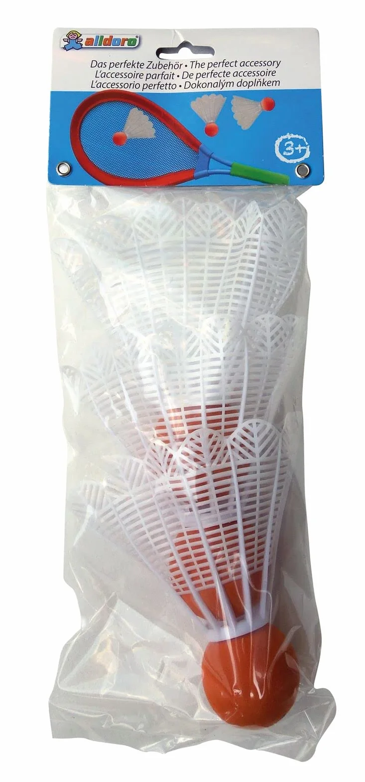 Alldoro 60052 XXL Lotki Zestaw 3 sztuk, ogromne lotki ok. 14 cm, akcesoria do rakietek do badmintona, tenisowych, piłki zapasowe na plażę