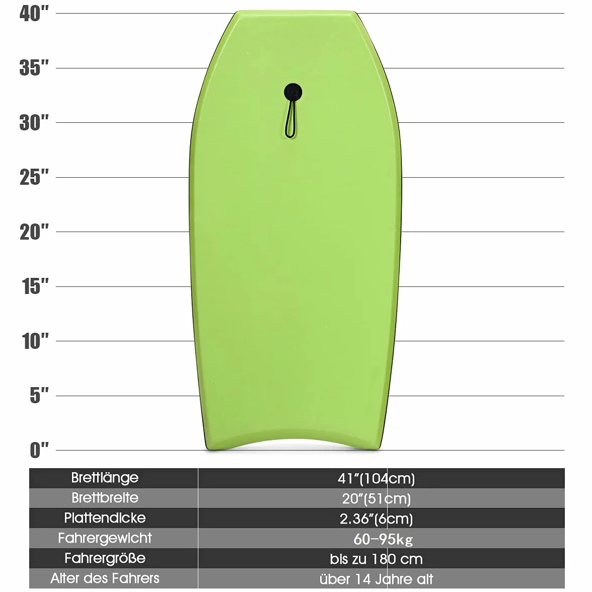 Costway Bodyboard, deska do pływania, deska surfingowa dla dzieci i dorosłych, deska surfingowa, deska Sup-Board, 104 x 51 x 6 cm (zielona i niebieska)