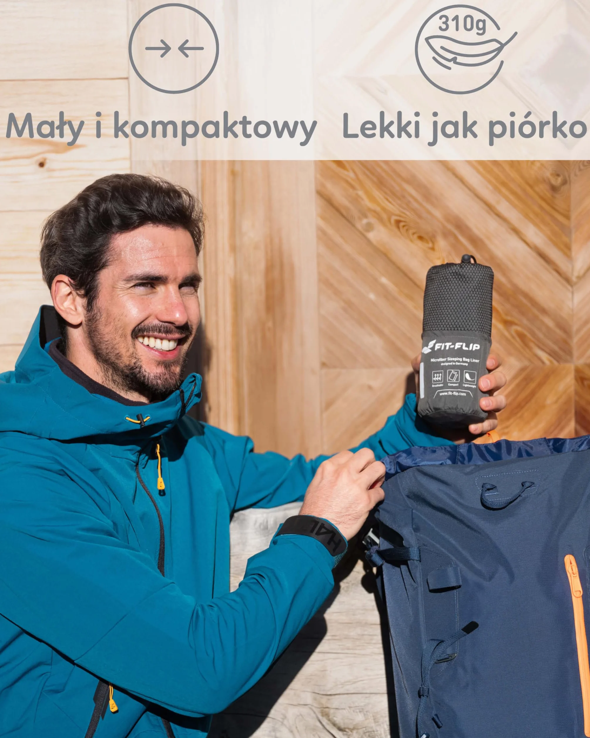 Fit-Flip Śpiwór bawełniany 325g wkładka do śpiwora z przegrodą na poduszkę