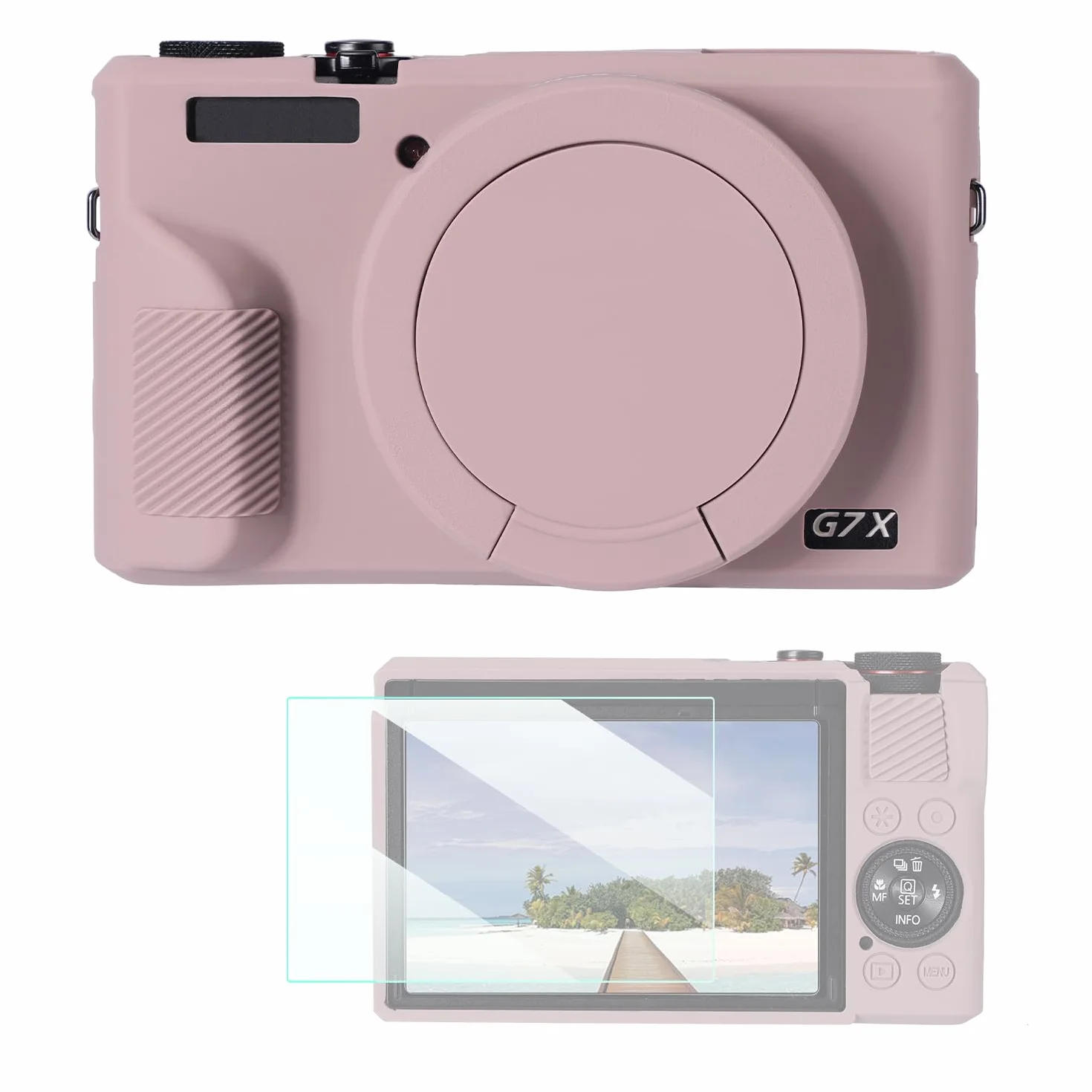 Etui ochronne K&F CONCEPT do aparatu Canon G7X Mark III, szaro-fioletowe, miękkie silikonowe etui do aparatu cyfrowego G7X Mark III z odłączaną osłoną obiektywu, odporne na zarysowania, o smukłym dopa