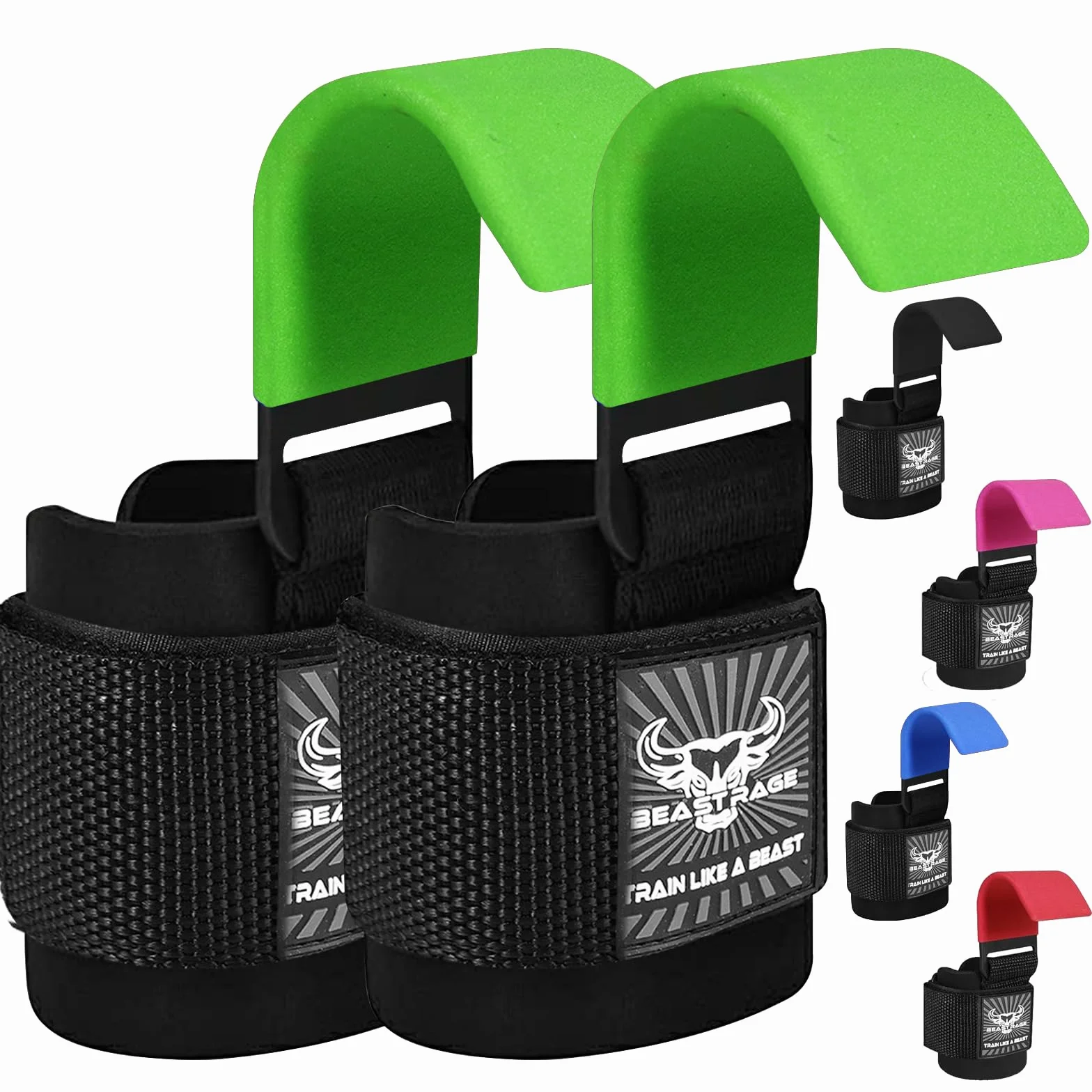 BEAST RAGE Podnoszenie ciężarów Haki Paski na nadgarstki Grube neoprenowe wyściełane gumą Owijki fitness Antypoślizgowe Uchwyty do podciągania się Trening Siłownia