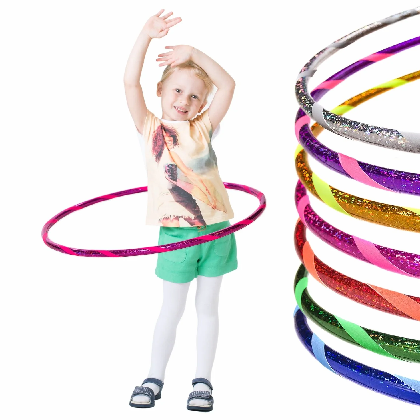 Hoopomania Glamour Hula Hoop dla dzieci Ø60-80cm brokatowy wzór