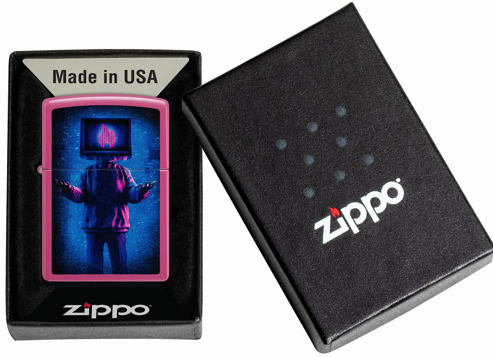 Zippo Zapalniczka Sztormowa Flame TV Man Kolorowy Nadruk Metal Wyprodukowana w USA