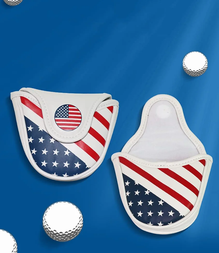 Golf Club Mallet Putter Cover Zamknięcie magnetyczne Kreatywny wzór flagi USA Golf Miotacz Headcover - Golf Putter Headcover Guard Impermeabile Golf Putter Protection Covers