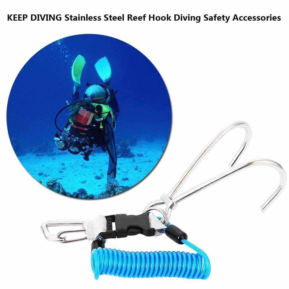 Cocoarm Hak na rafę do nurkowania, stal nierdzewna, podwójny Scuba Drift Hook z pierścieniem D