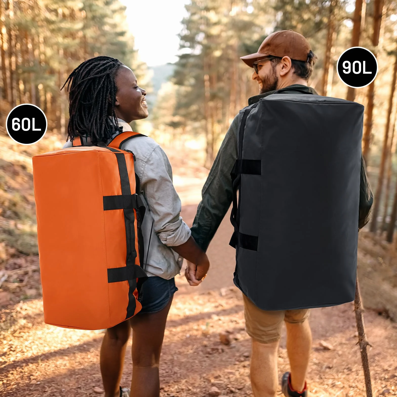 MIER torba sportowa dla mężczyzn, wodoszczelna, duża, wytrzymała, torba podróżna, przeznaczona na siłownię, sport, podróże, torba Duffle, 40L/60L/90L, z plecakiem, paskami i kieszenią na buty
