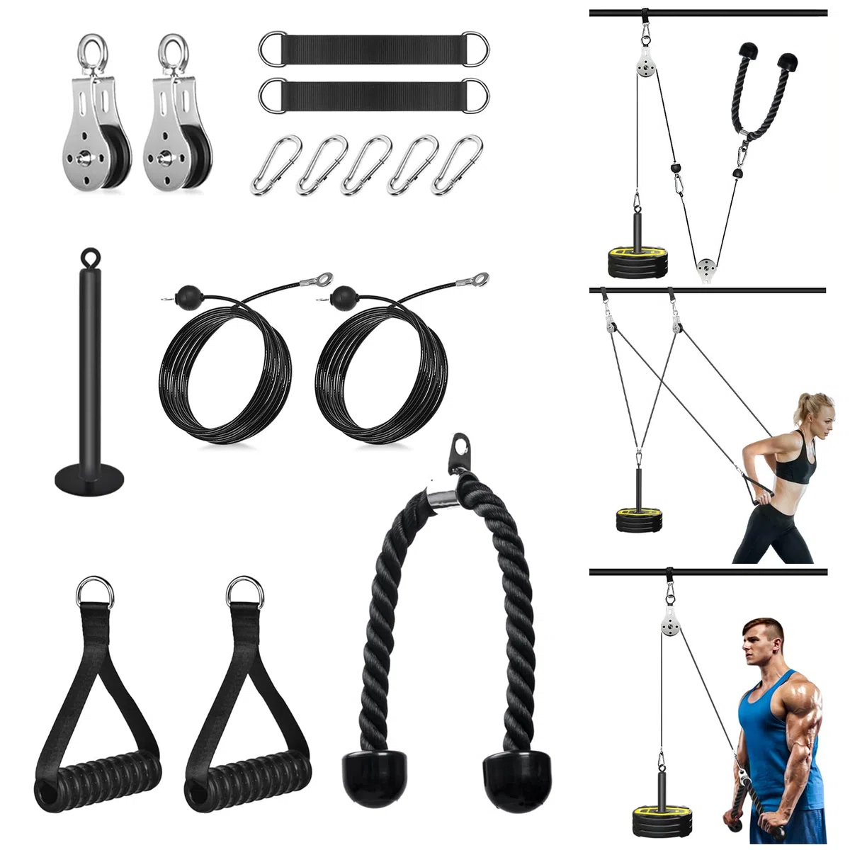 Linka kablowa, do fitnessu, bicepsów, pleców, przyrząd treningowy, system podciągania, do treningu siłowego, domu, na siłownię, sprzęt treningowy