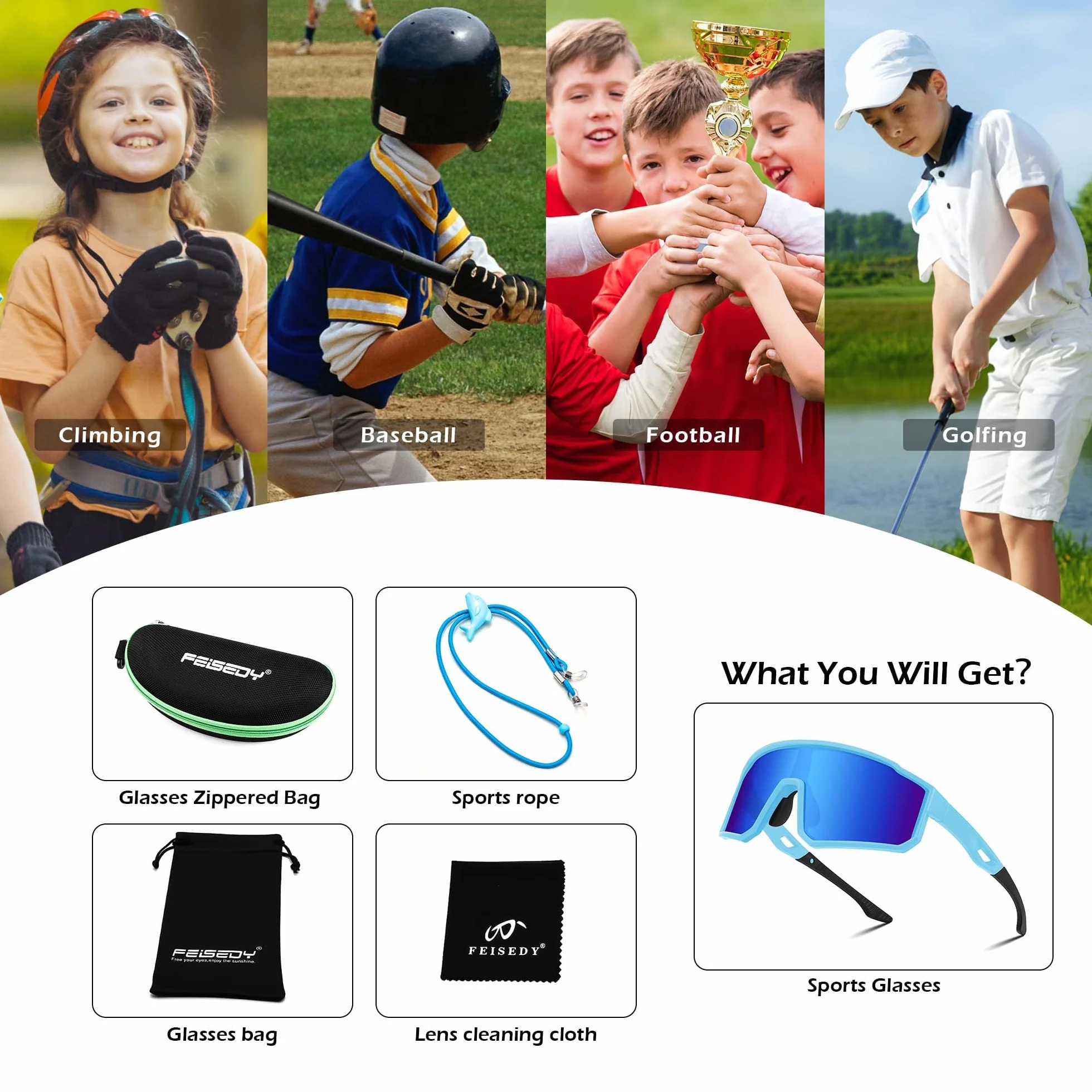 FEISEDY Sportowe okulary przeciwsłoneczne UV400 B9157
