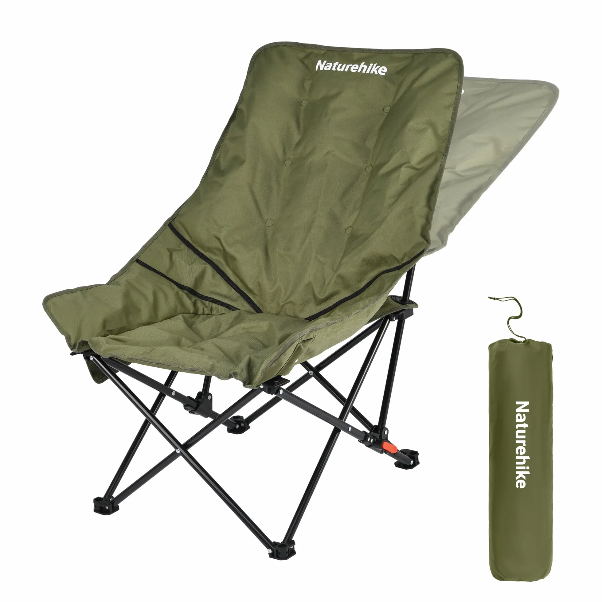 Naturehike Sea Star Krzesło Składane Lehkie Krzesło Kempingowe Z Wysokim Oparciem Większe Krzesło Kempingowe Wyściełane XXL Z Torbą Relax Krzesło Do Campingów Ogrodu Balkonu Plaży (Zielony)