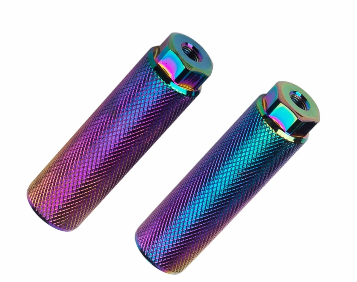 KINSPORY 3/8 cala - 26-zębowe kołki rowerowe ze stopu aluminium, tylne siedzenia, zestaw 2 szt. BMX peg, bIke peg(tęczowy)