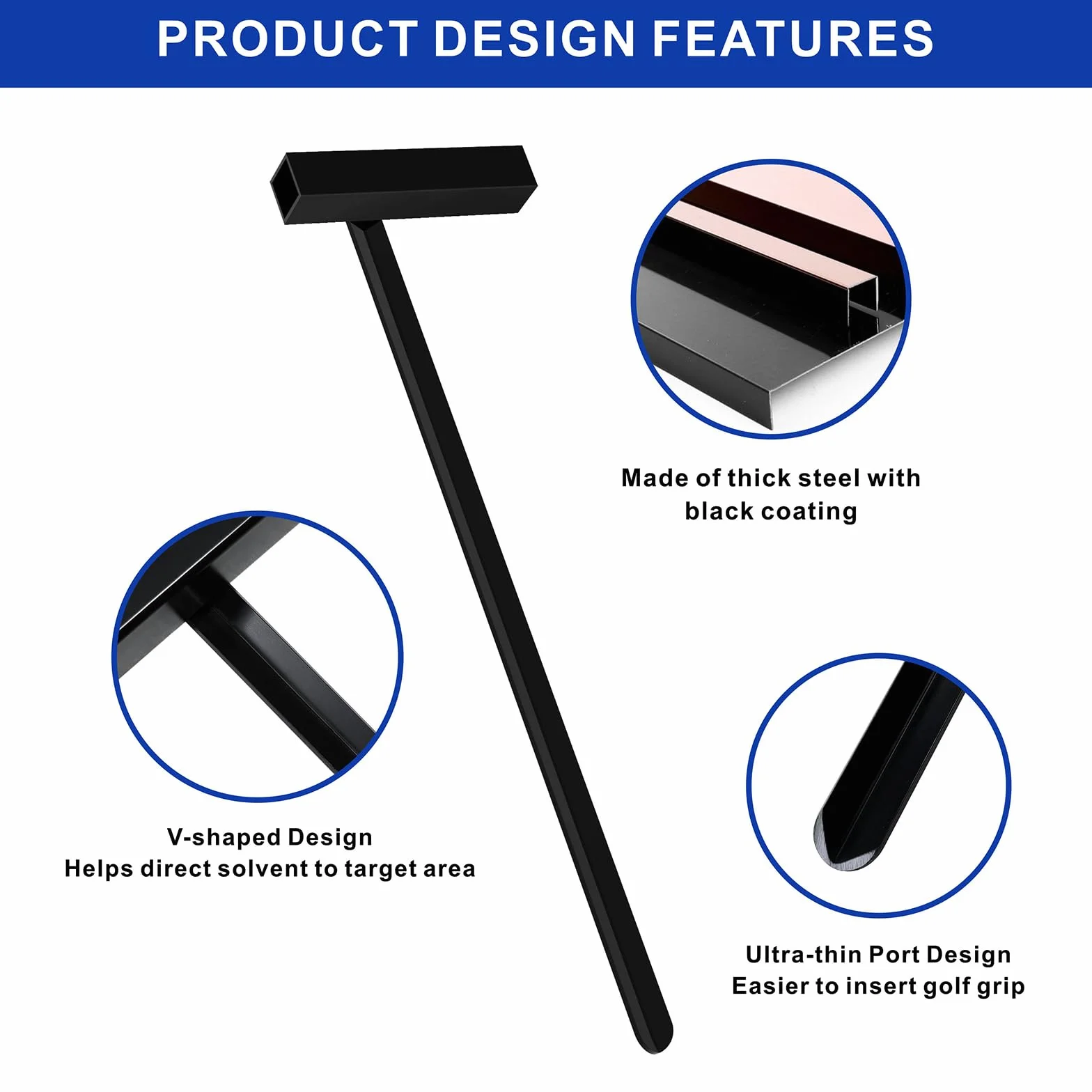 Narzędzie do usuwania chwytu golfowego, narzędzie do usuwania chwytu V-Groove ze stali nierdzewnej 28 cm do uchwytów wahadłowych o standardowej długości, narzędzie do naprawy uchwytu
