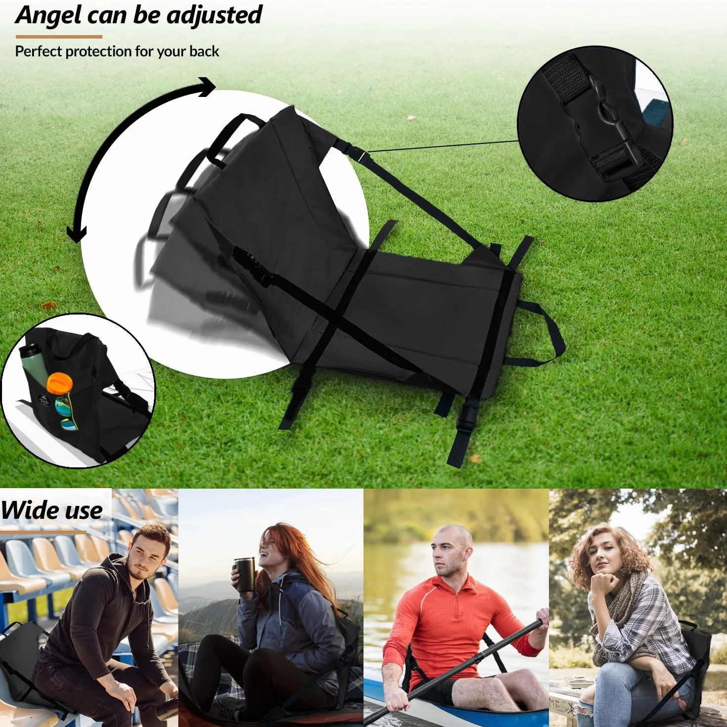 Uniwersalne siedzisko SUP do SUP SUP SUP do deski SUP BLUE/BLACK pasuje do wszystkich desek SUP, nie wymaga pierścieni D i metalowych karabińczyków do montażu, łatwa instalacja z 2 paskami (czarny)