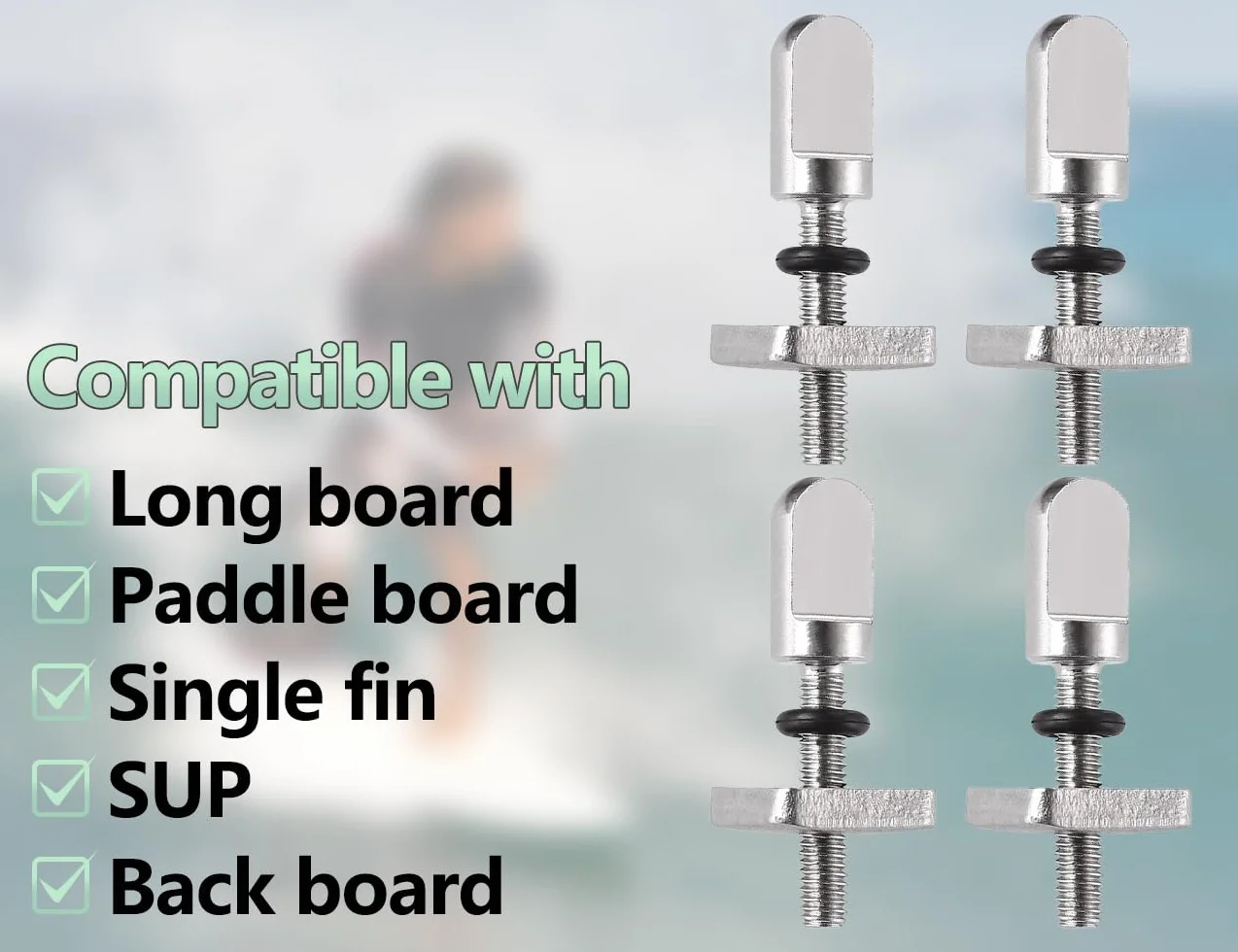 4 sztuki śruby do deski surfingowej Longboard Śruba płetwy ze stali nierdzewnej śruby uniwersalne SUP Single Fin Paddle Board Kit (srebrne)
