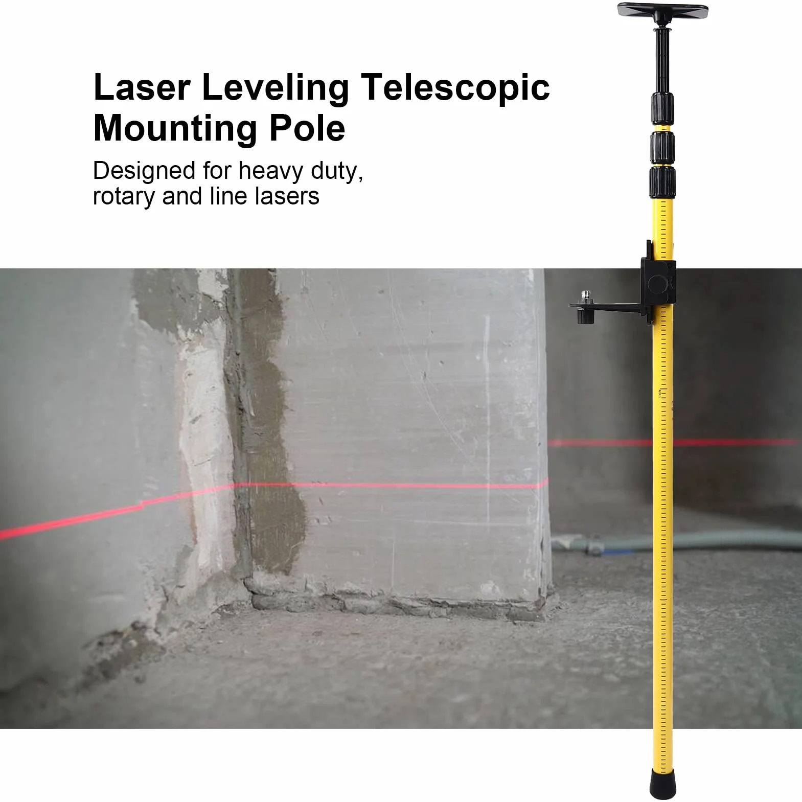 Słup Teleskopowy 2,8 m Wspornik Poziomu Lasera do Laserów Obrotowych i Liniowych
