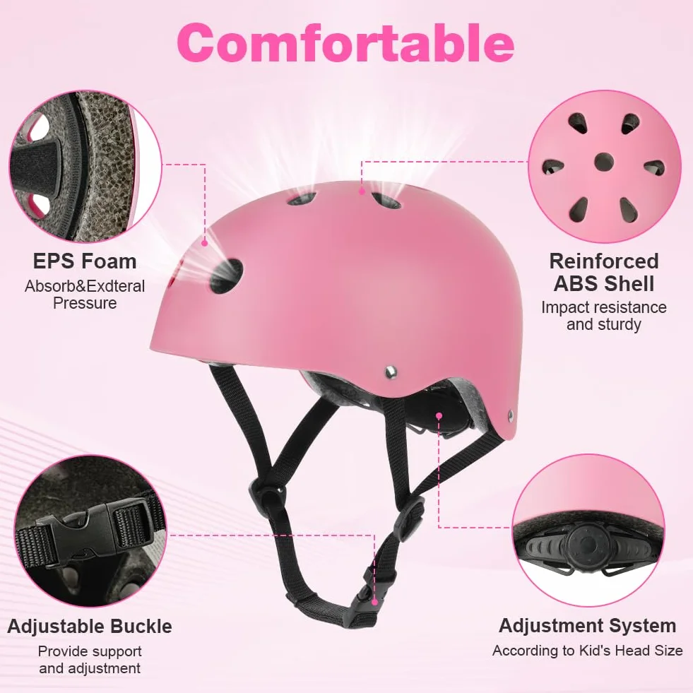 Flintronic Kask rowerowy dla dzieci w wieku 2-13 lat, zestaw ochronny dla dzieci, kask do deskorolki, skutera, sportu, roweru dla dziewcząt i chłopców