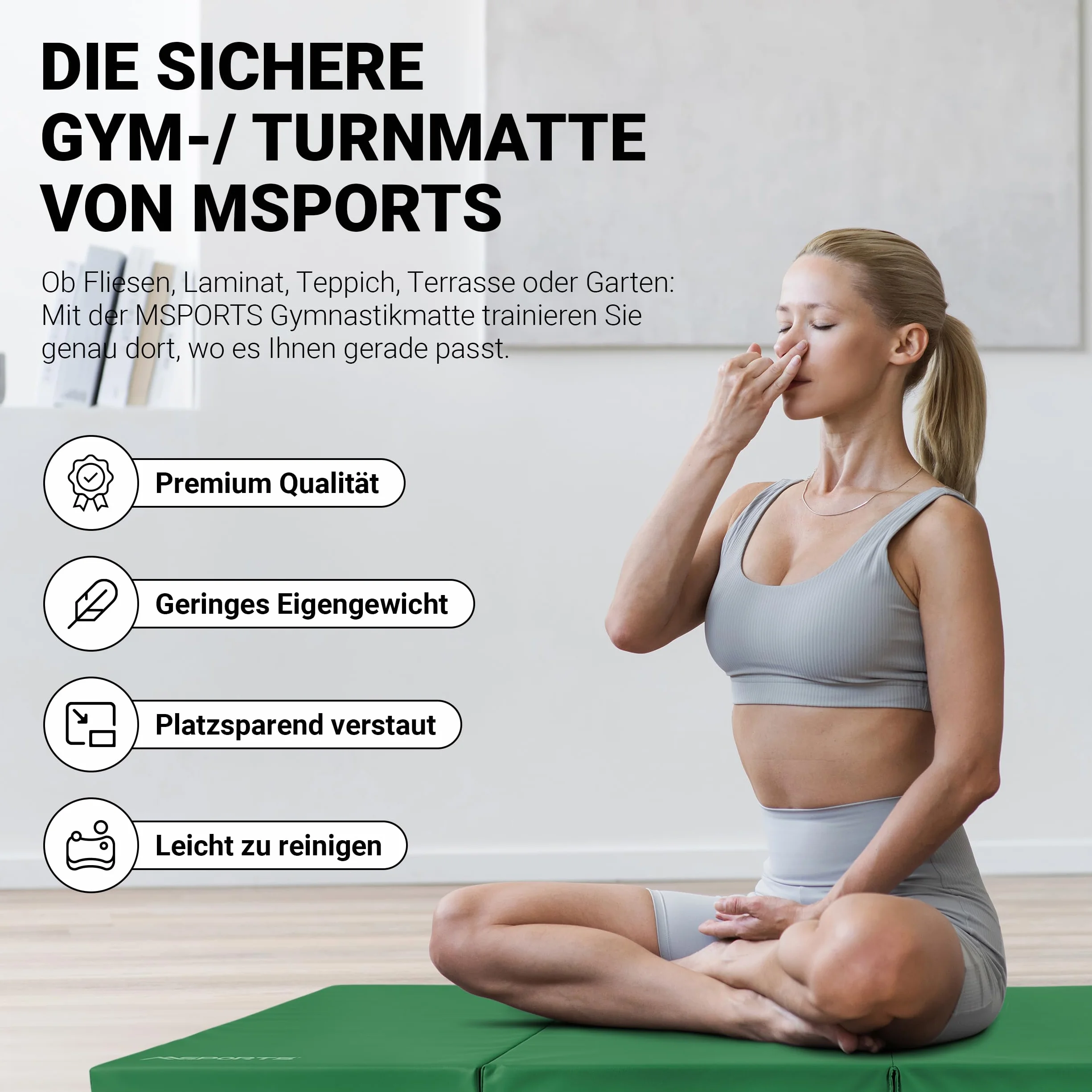 MSPORTS Mata gimnastyczna Premium składana mata miękka podłoga 190 x 80 x 5 cm mata gimnastyczna mata sportowa do domu dzieci i dorosłych