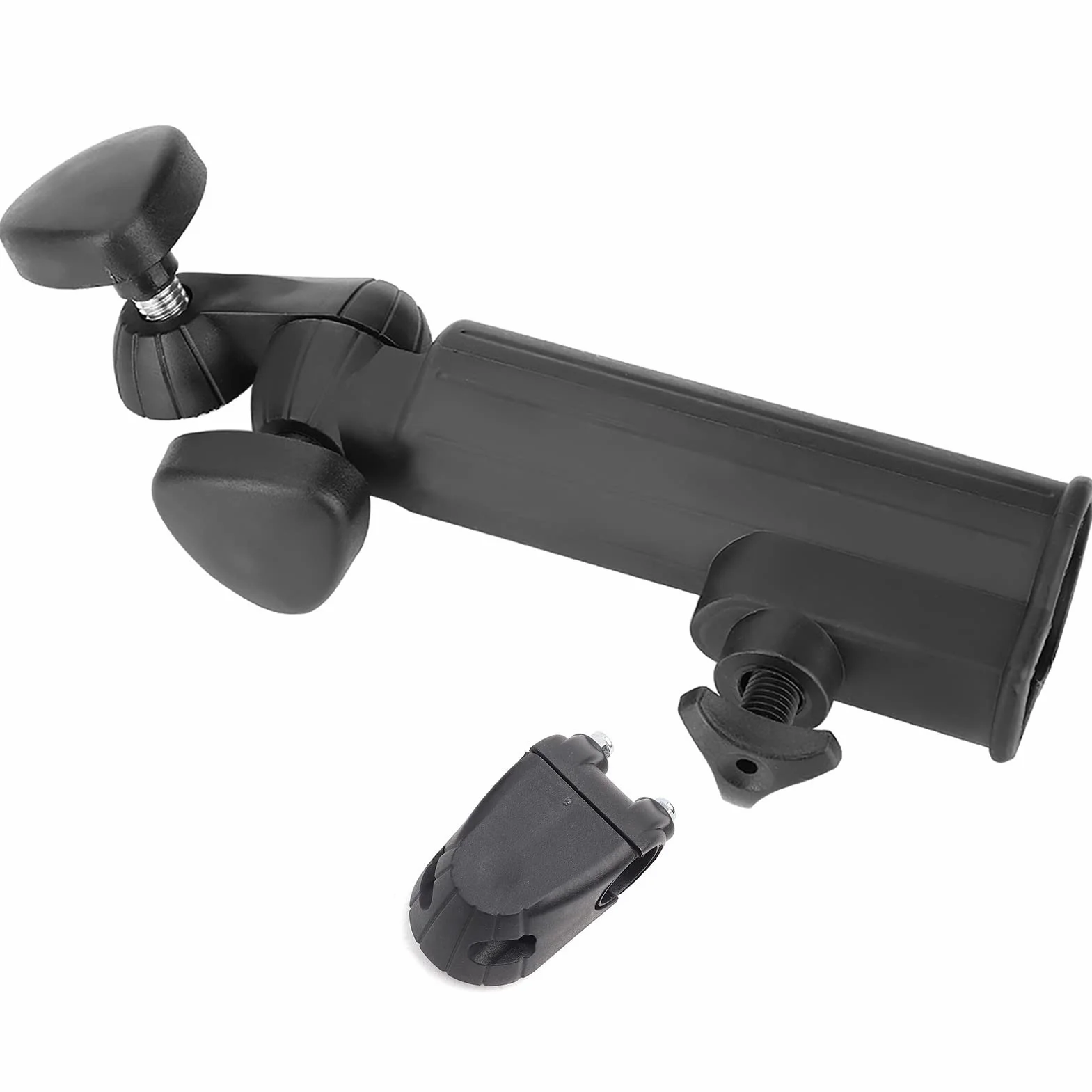 Yosoo Health Gear Wytrzymały uchwyt na parasol, uchwyt na wózek z tworzywa sztucznego, ulepszona aluminiowa podstawa, regulowany kąt 180 stopni, uniwersalny do wózka, wózka inwalidzkiego, roweru