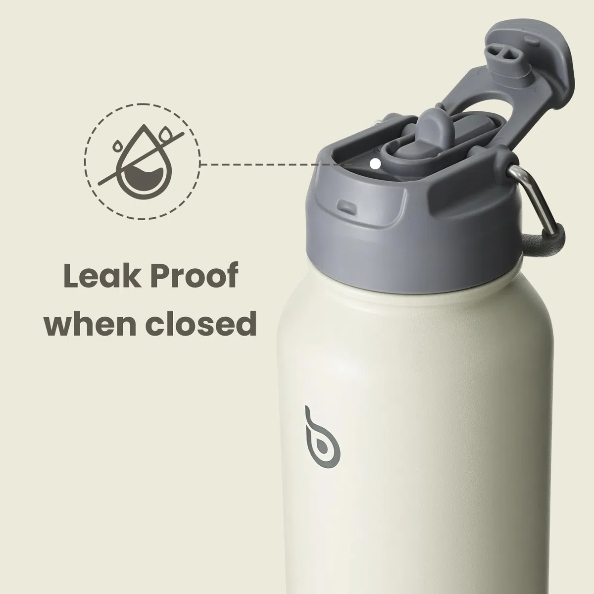 Butelka na wodę, izolowana, 950 ml, sportowa, ze słomką, podwójna pokrywka, na napoje, na siłownię, z pudełkiem na tabletki, szara