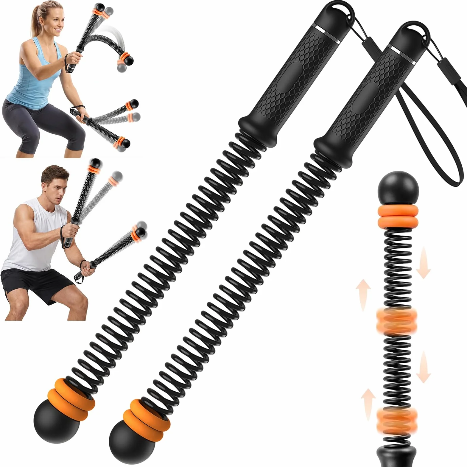 2 sztuki Ropeless Battle Rope bez liny z ciężarkami, ciche liny bojowe z antypoślizgowym uchwytem, HIIT trening całego ciała dla siły, wytrzymałości i spalania tłuszczu, domowa siłownia, fitness