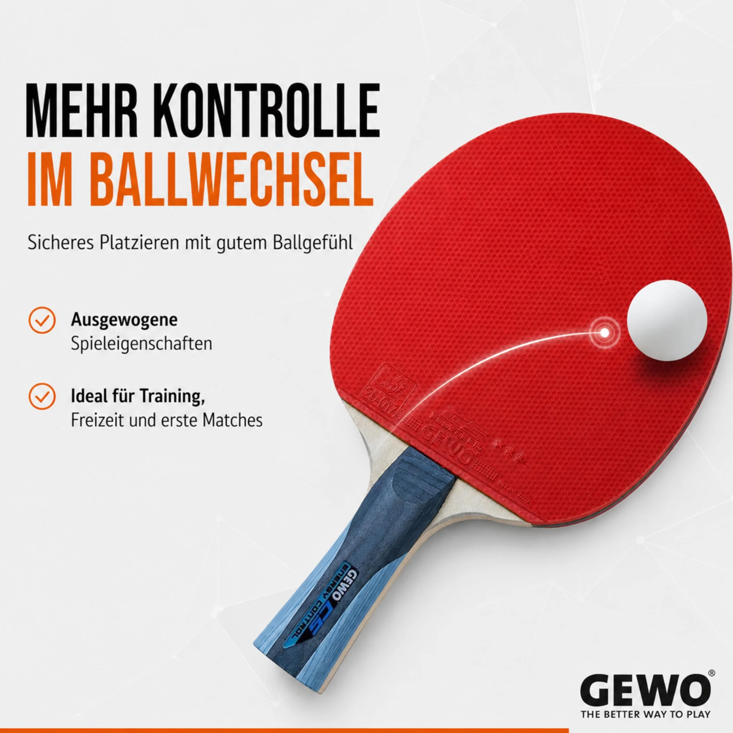 GEWO CS Energy Control rakieta do tenisa stołowego wklęsła szara niebieska