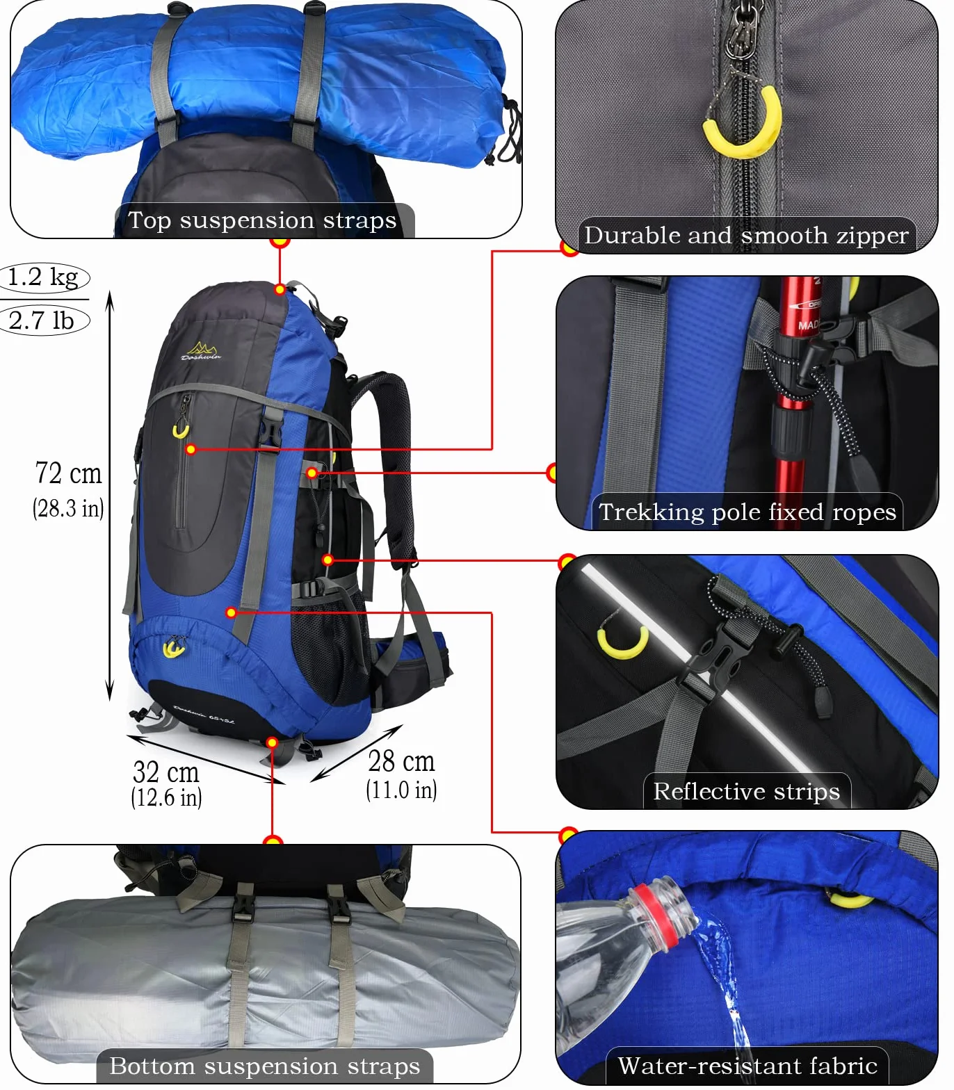 Plecak podróżny 70L Camping Trekking