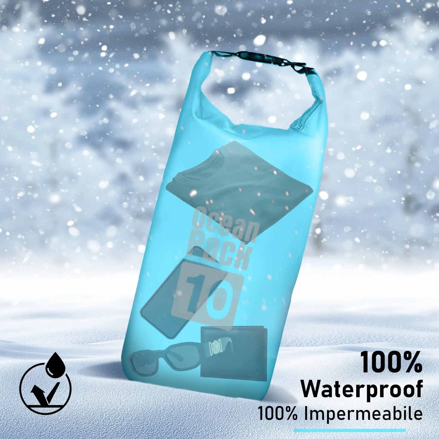 Worek wodoszczelny Wodoszczelna torba 5/10/20 l, Dry Bag Morze, Wodoodporny pokrowiec pasek na ramię, do SUP, kajakarstwa, pływania kajakiem, na wycieczkę łodzią łódź, wędkowanie, rafting, kemping (Niebieski, 10l)