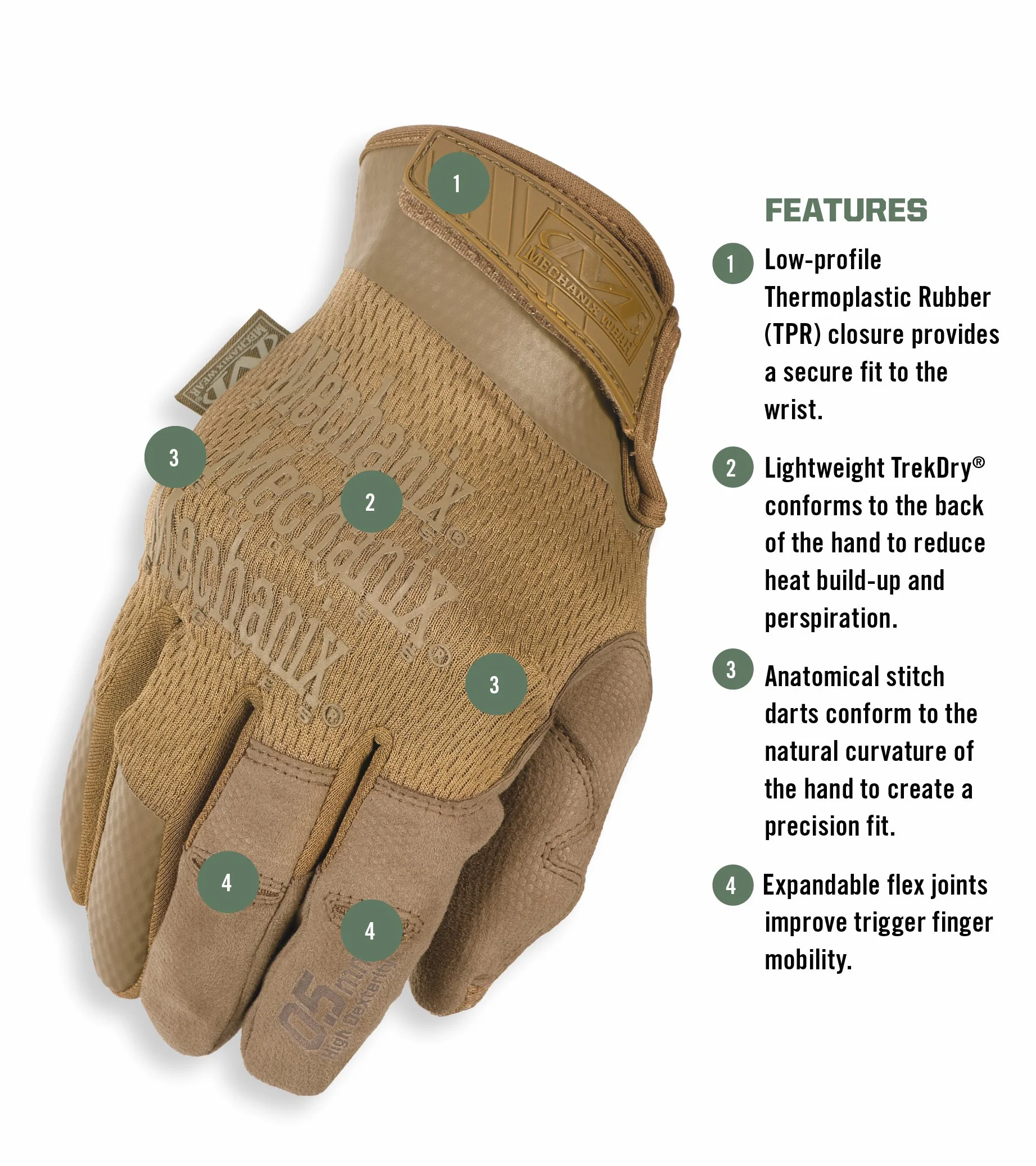Mechanix Wear Specialty 0,5 mm Coyote Tactical rękawice robocze średnie brązowe