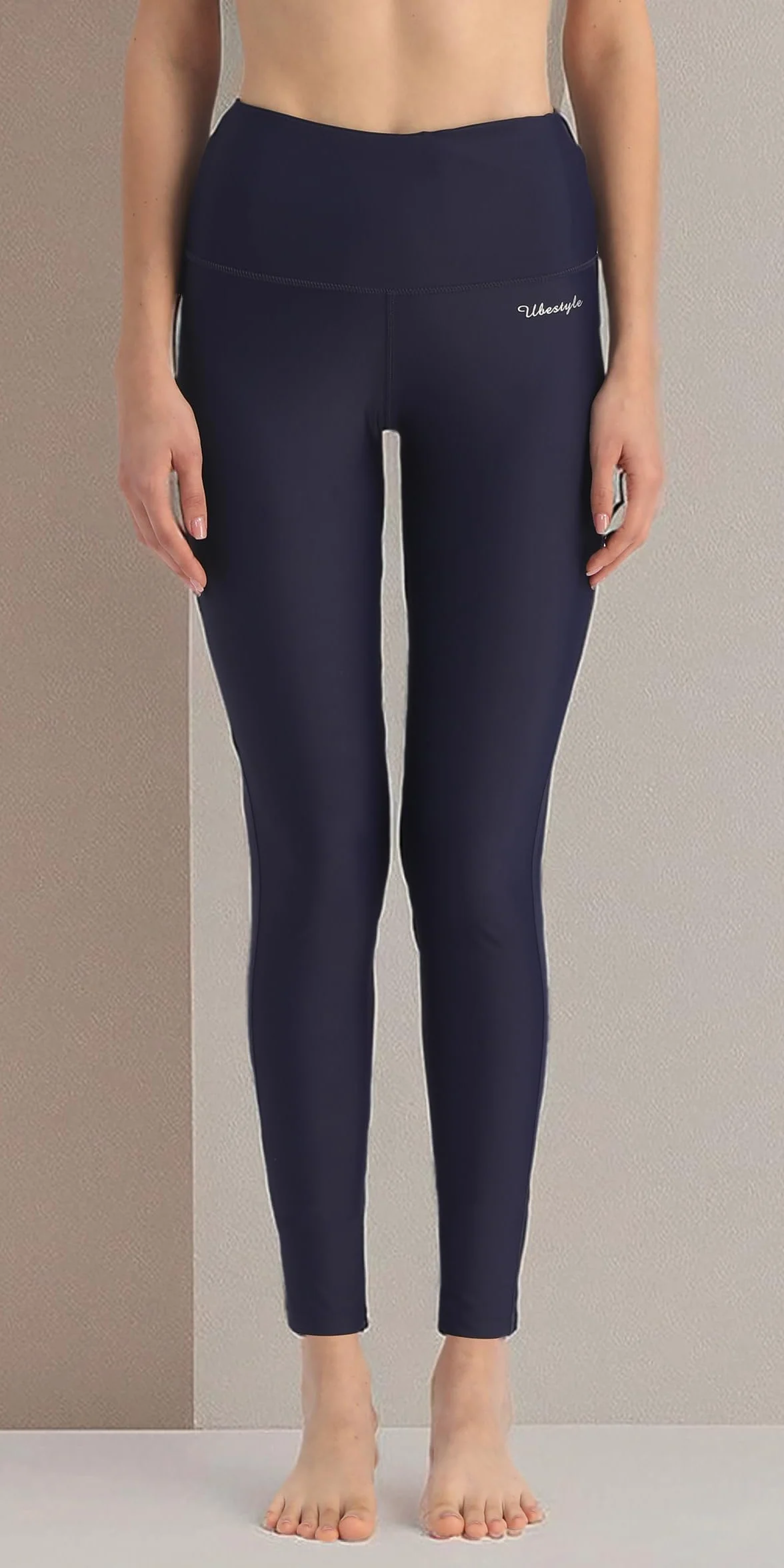 Ubestyle UPF 50+ damskie spodnie kąpielowe z wysokim stanem, legginsy do pływania, spodnie chroniące przed słońcem