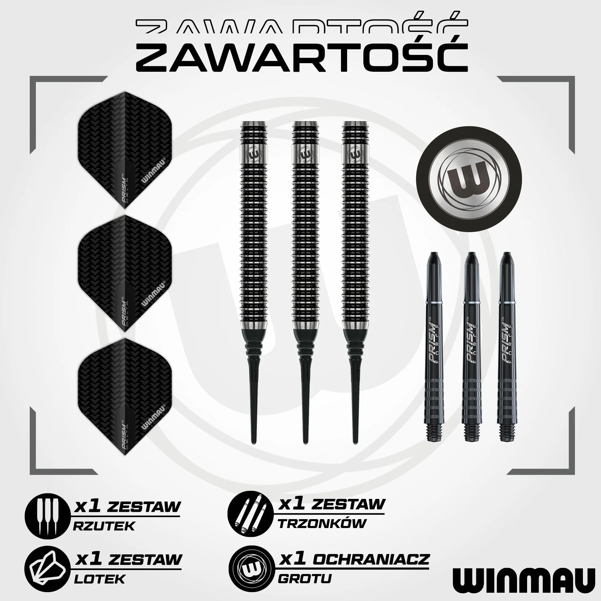 Winmau Blackout rzutki 90% wolframu, miękka końcówka – prosta rowkowana lufka