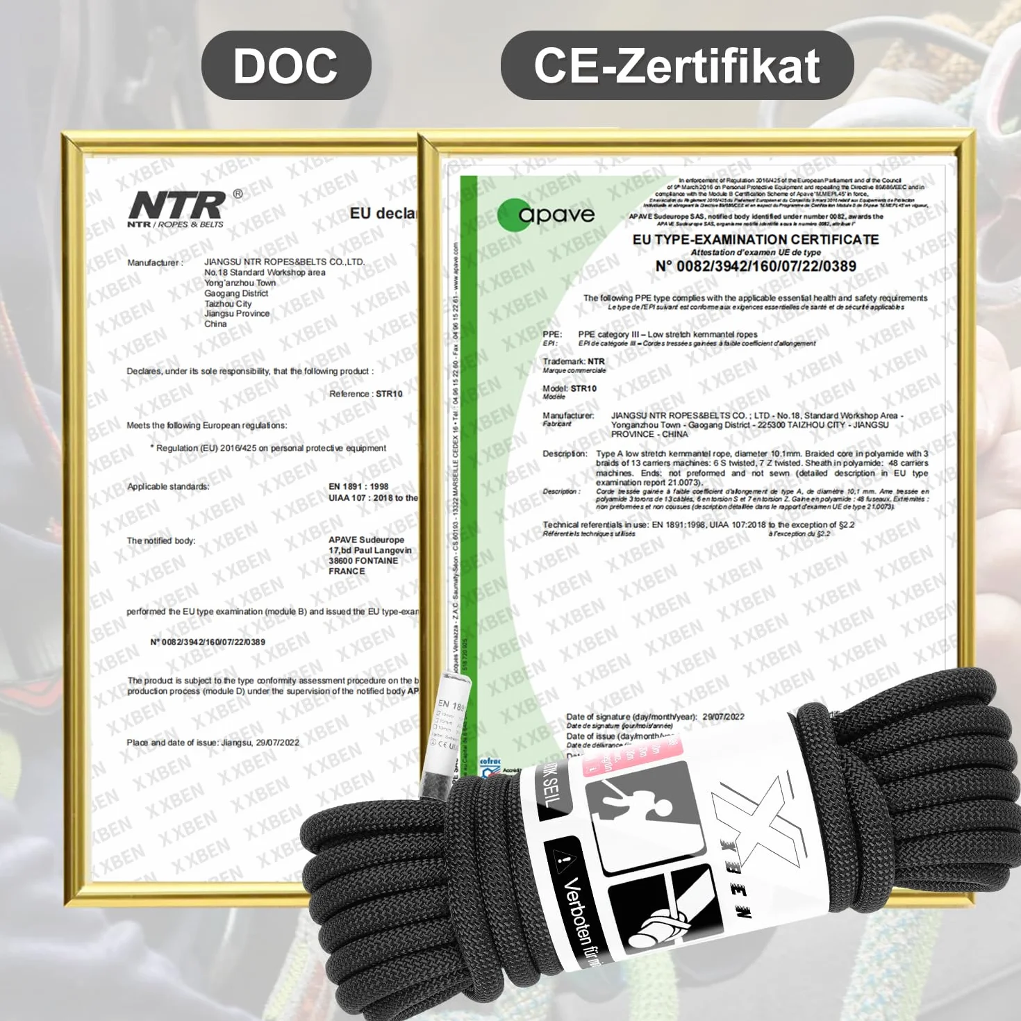 X XBEN 27.3KN lina statyczna 10 mm – certyfikat UIAA do ratowania wysokości, zapory łodzi, mechanizmu kotwiącego i podnośnika – długość: 10 m, 20 m, 30 m – wysoka nośność i odporność na ścieranie