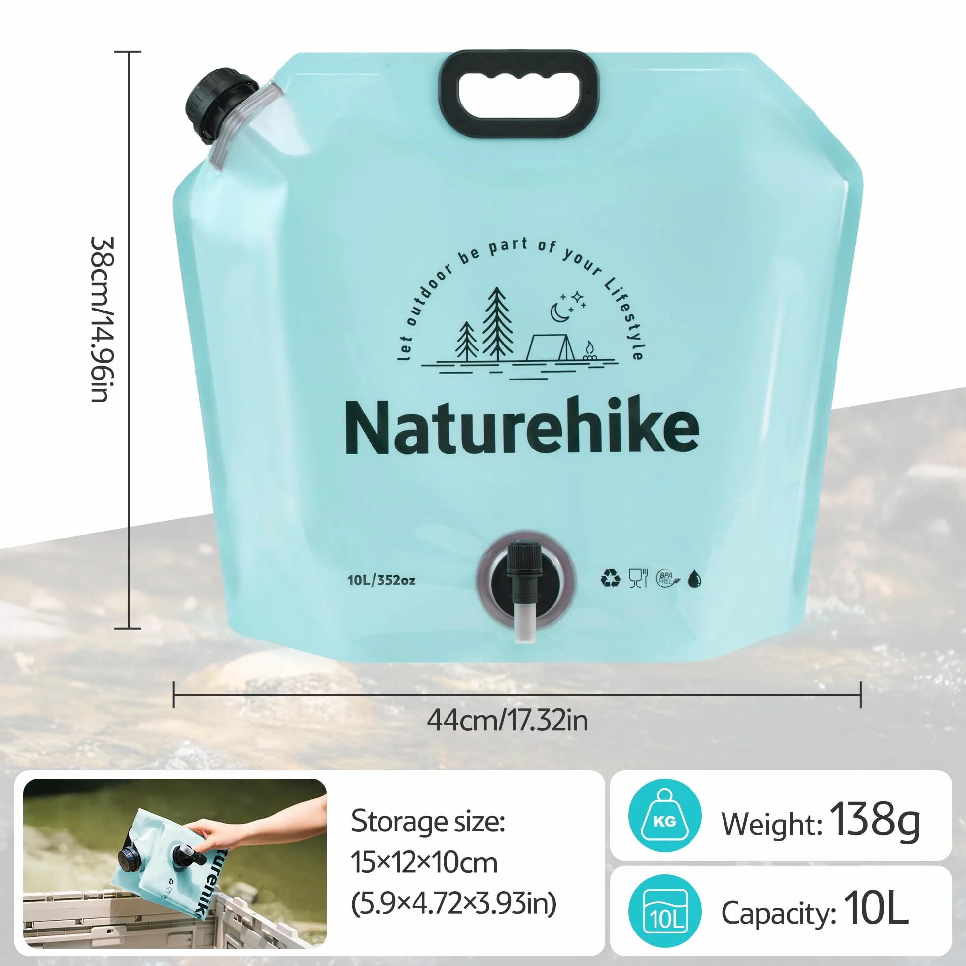 Naturehike Składany worek na wodę 10 l na kemping grill wędrówki