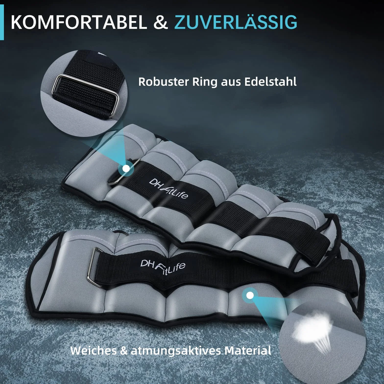 DH FitLife 2-częściowy zestaw obciążników na kostki z regulowanymi obciążnikami na nogi i ramiona | 2 warianty 2 x 2,5 kg i 2 x 4,5 kg | obciążniki na kostki do treningu siłowego