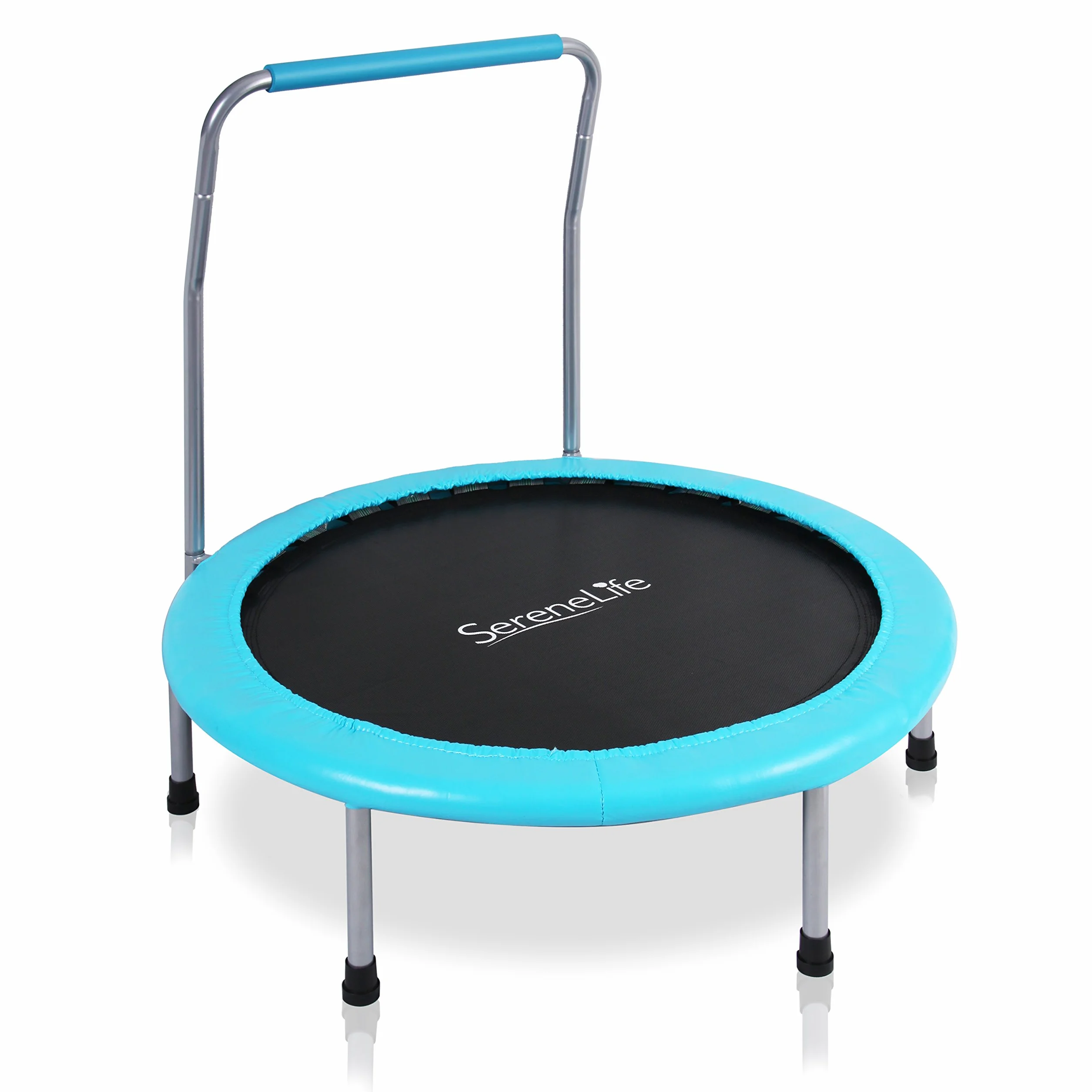 Serenelife przenośna trampolina fitness 36 cali do użytku wew. i zew. z wyściełaną ramą i kierownicą