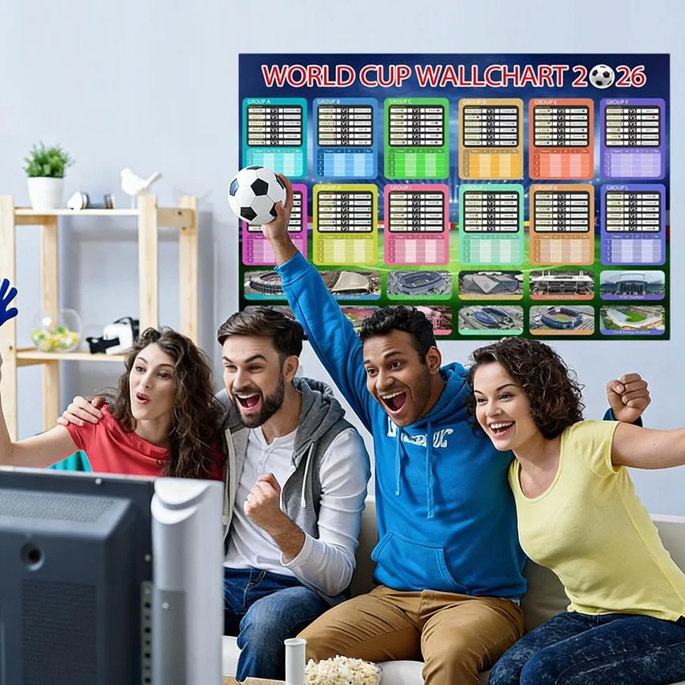 2 sztuki mistrzostw świata w piłce nożnej 2026, plan meczów, dekoracja turniejowa, dekoracja na imprezę w piłce nożnej, prezent dla fanów piłki nożnej, rodziny i przyjaciół (faza grupowa + nokaut)
