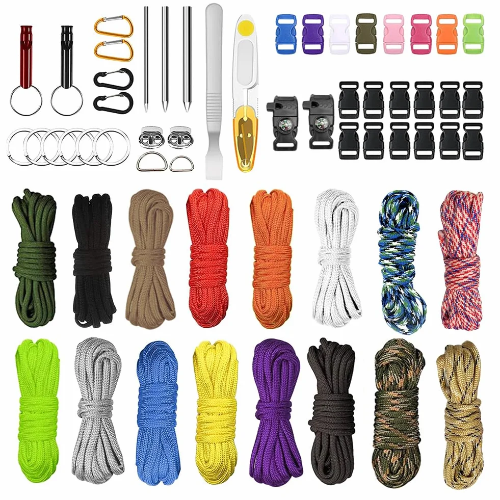 Paracord 550 linka nylonowa 4 mm wielokolorowa zestaw bransoletek DIY