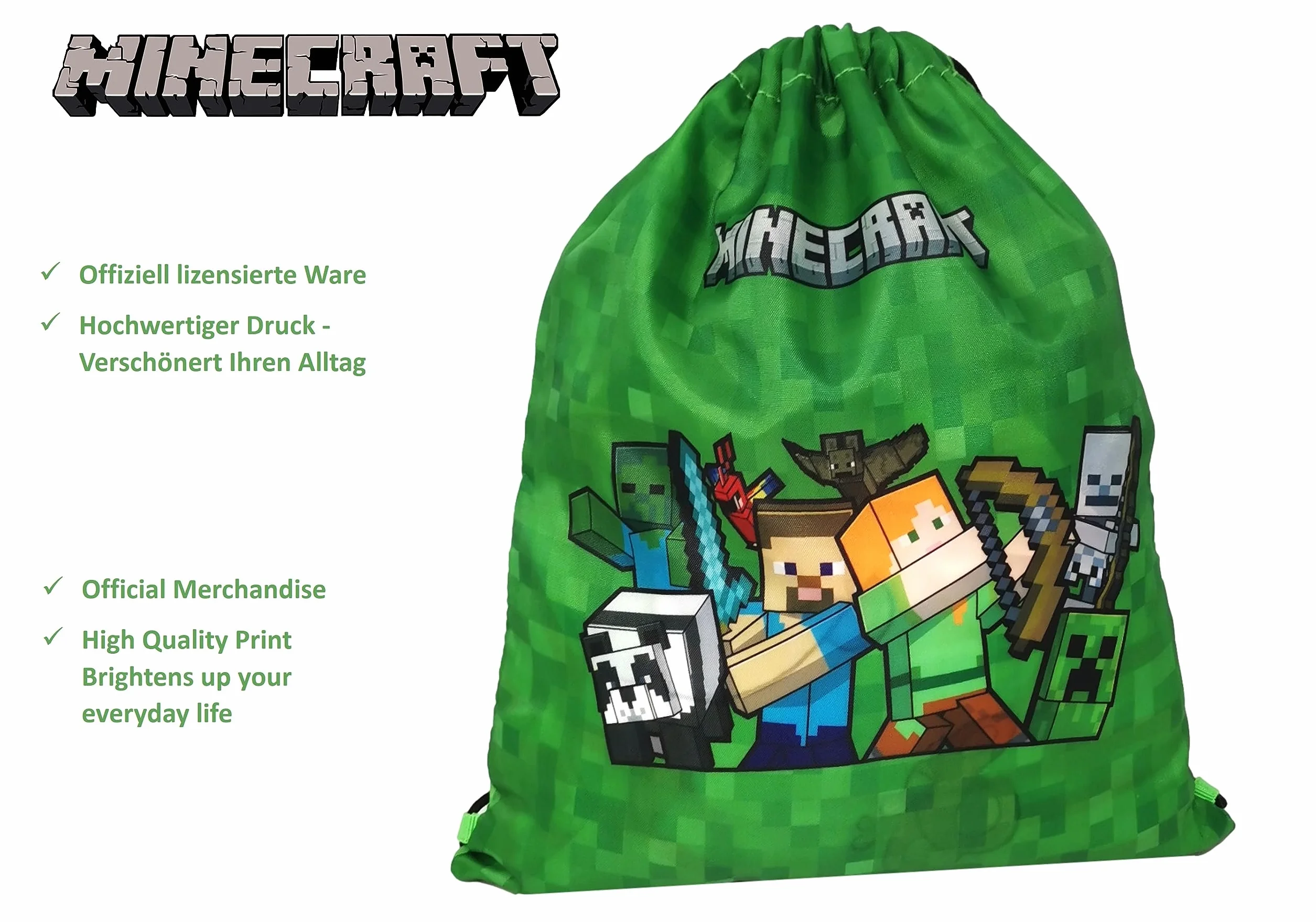 Theonoi Minecraft mały worek na siłownię, worek do pływania, torba sportowa, worek na buty, plecak sportowy
