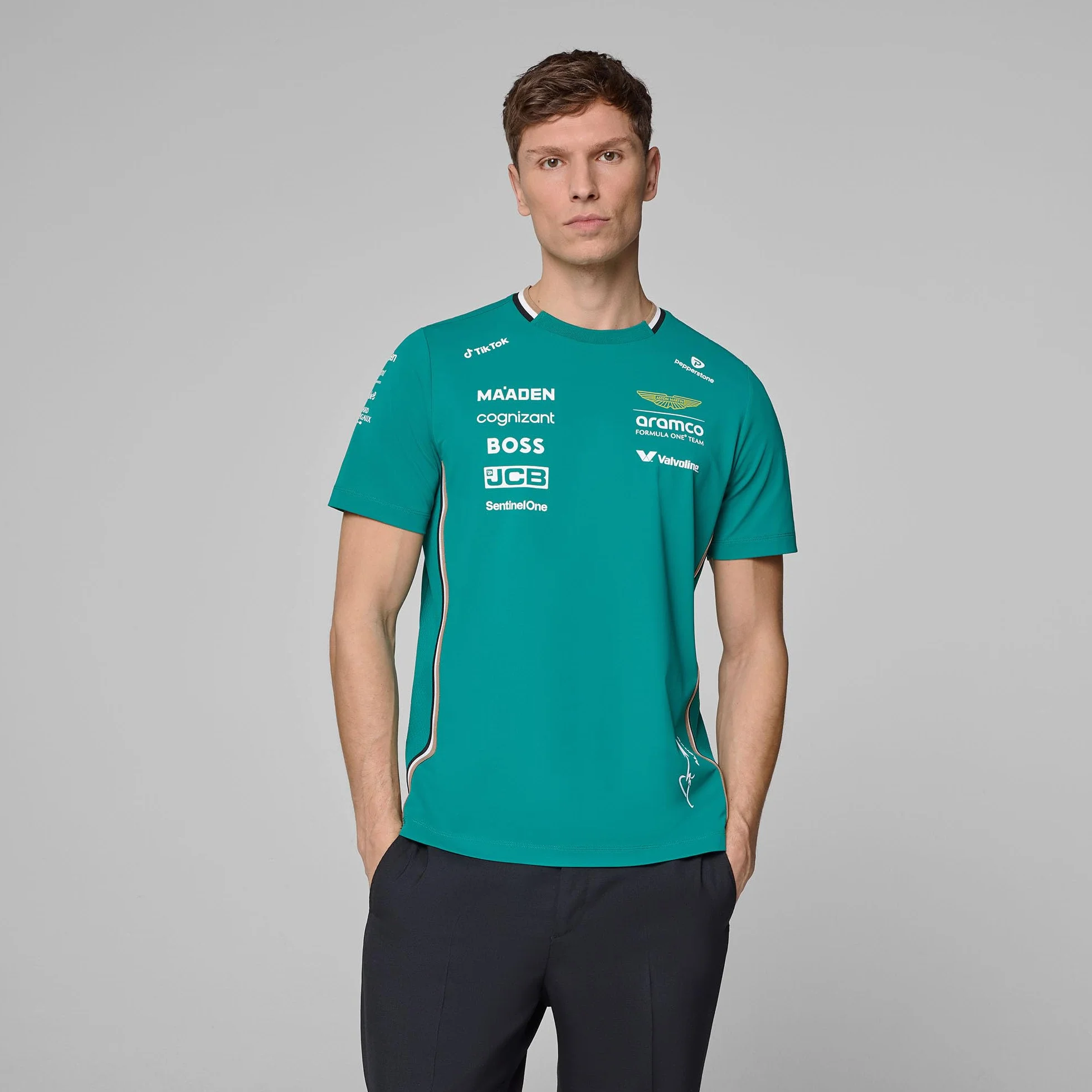 Aston Martin F1 2025 Męska koszulka drużynowa Fernando Alonso zielona